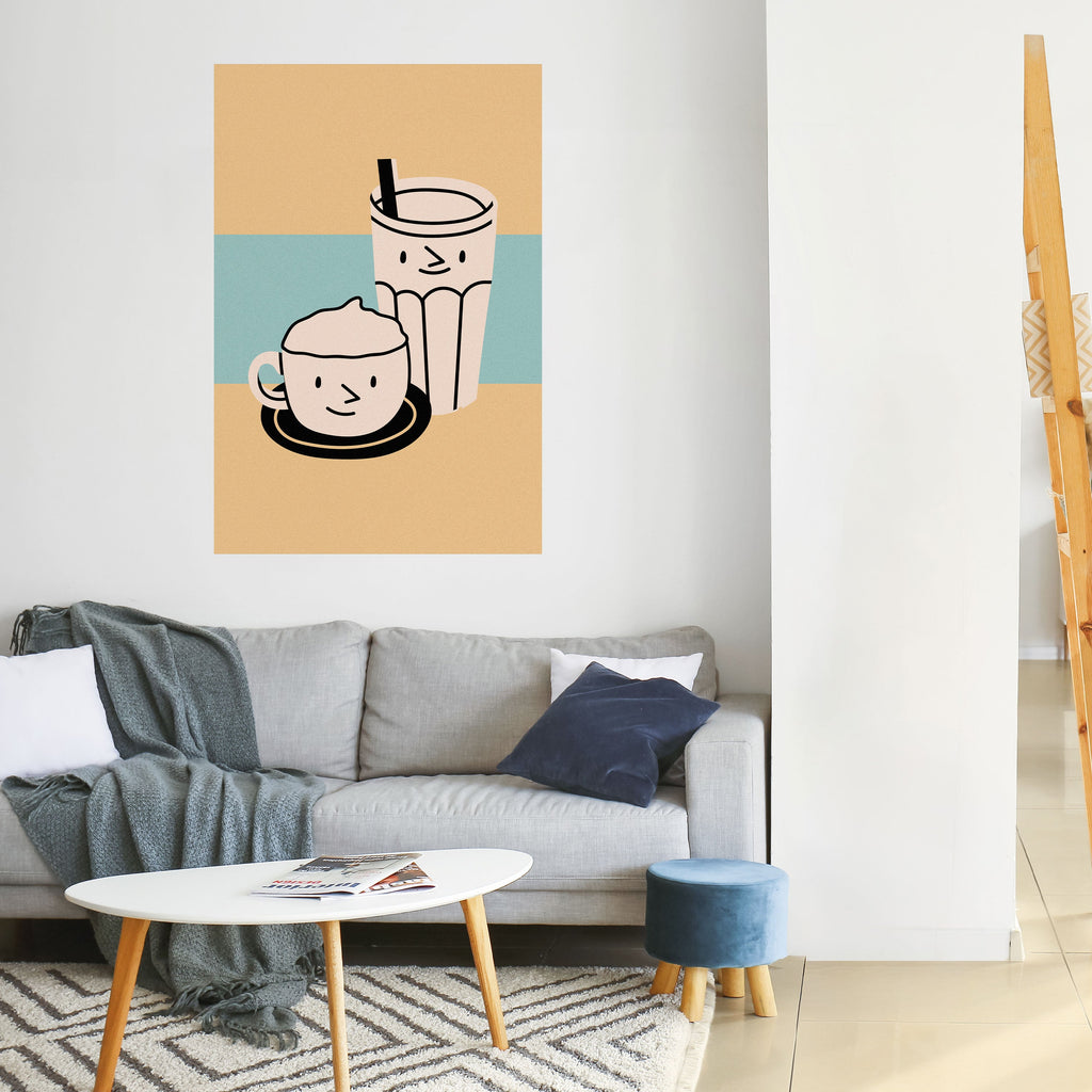 COFFEE PLEASURES Vertikales Poster zum Abziehen und Aufkleben