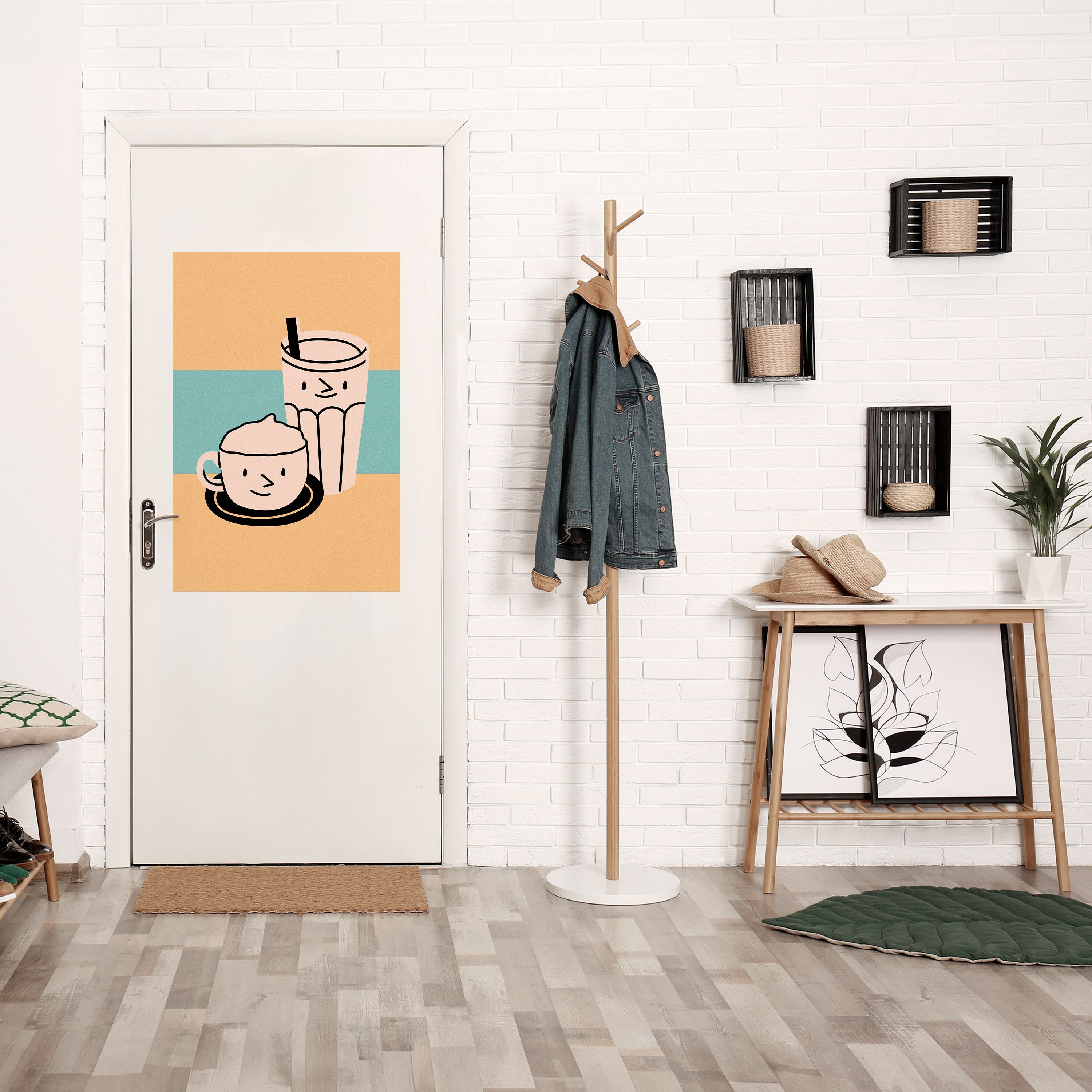 COFFEE PLEASURES Vertikales Poster zum Abziehen und Aufkleben