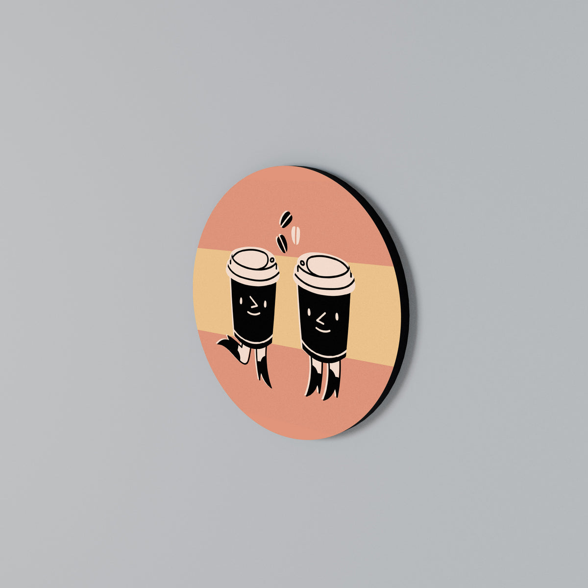 JOYFUL COFFEE Rundes Wandbild