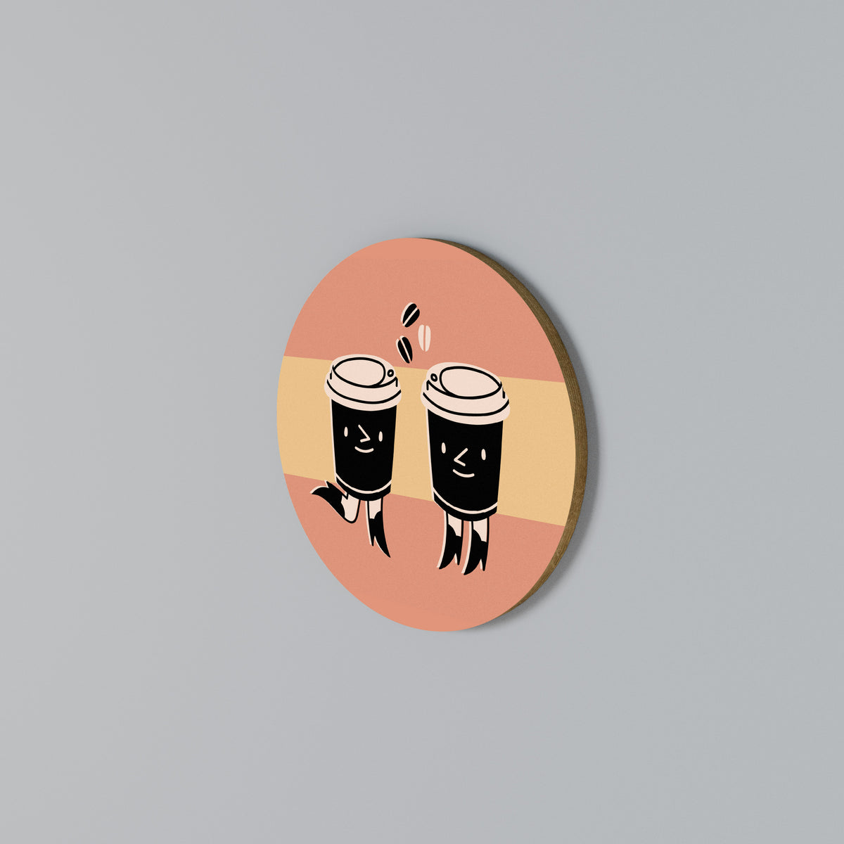 JOYFUL COFFEE Rundes Wandbild