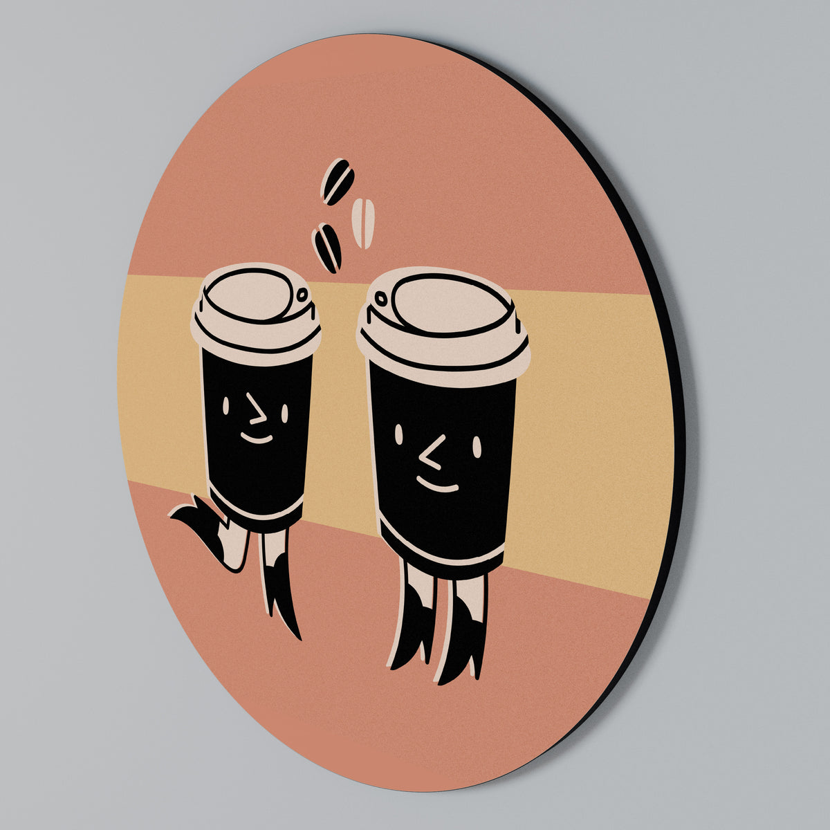 JOYFUL COFFEE Rundes Wandbild