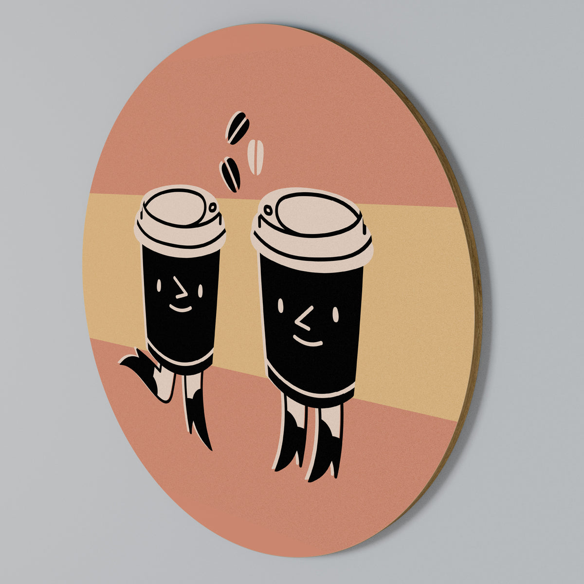 JOYFUL COFFEE Rundes Wandbild