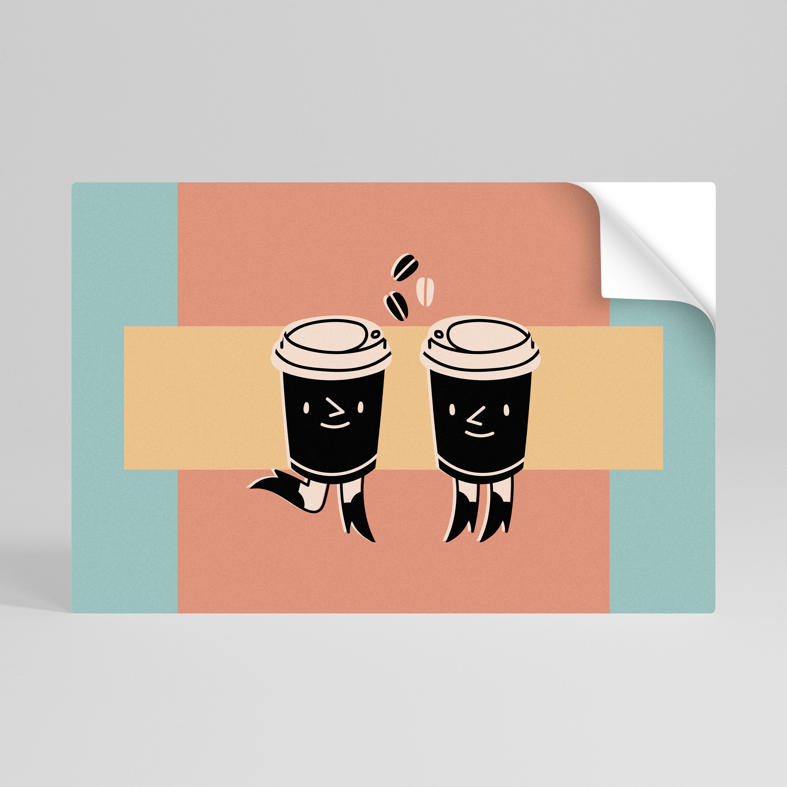 JOYFUL COFFEE Selbstklebendes Horizontal-Poster