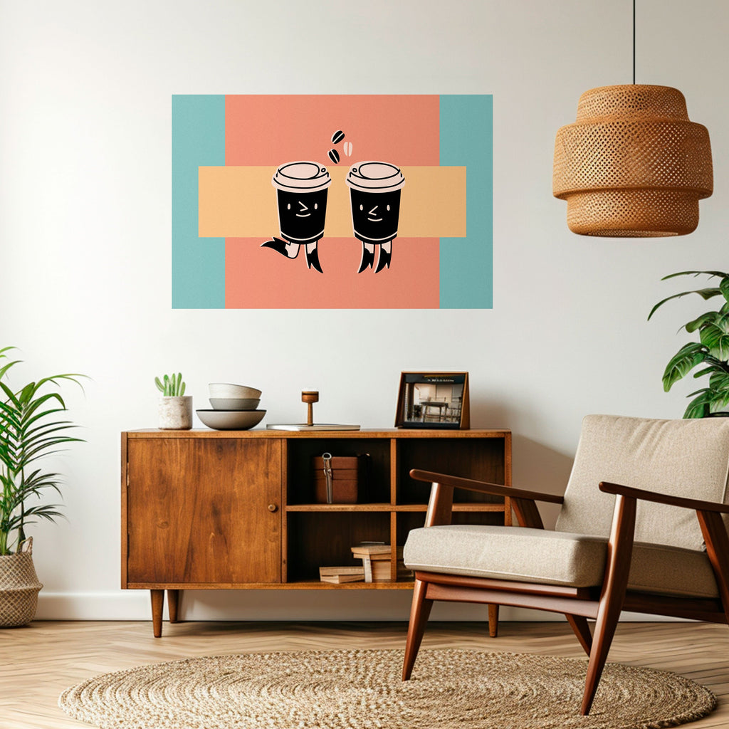 JOYFUL COFFEE Selbstklebendes Horizontal-Poster