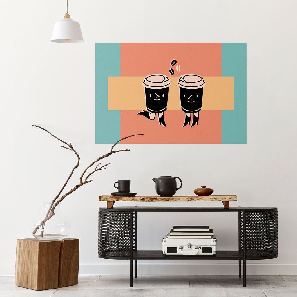 JOYFUL COFFEE Selbstklebendes Horizontal-Poster