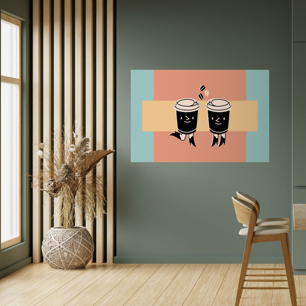 JOYFUL COFFEE Selbstklebendes Horizontal-Poster