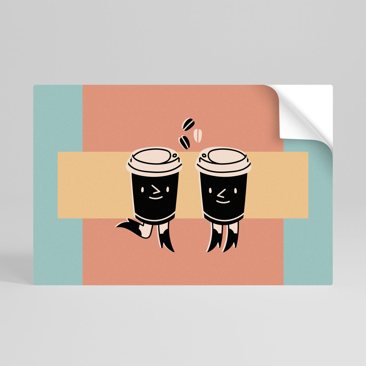 JOYFUL COFFEE Selbstklebendes Horizontal-Poster