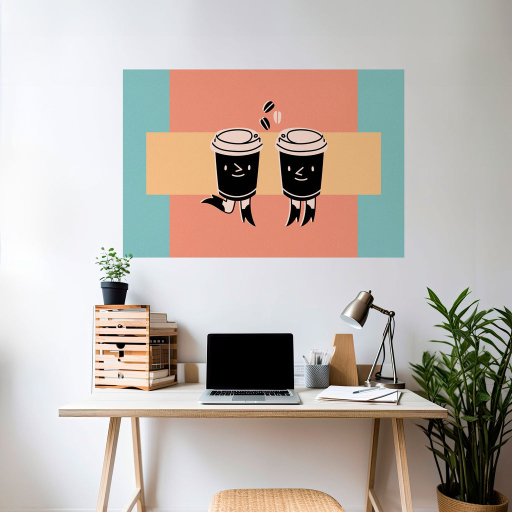 JOYFUL COFFEE Selbstklebendes Horizontal-Poster