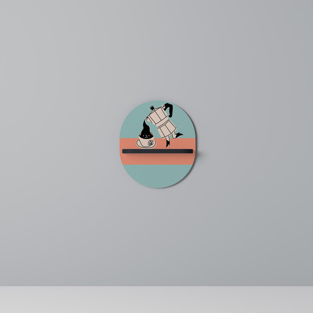 POWER ESPRESSO Ovales Kunstregal in Schwarz