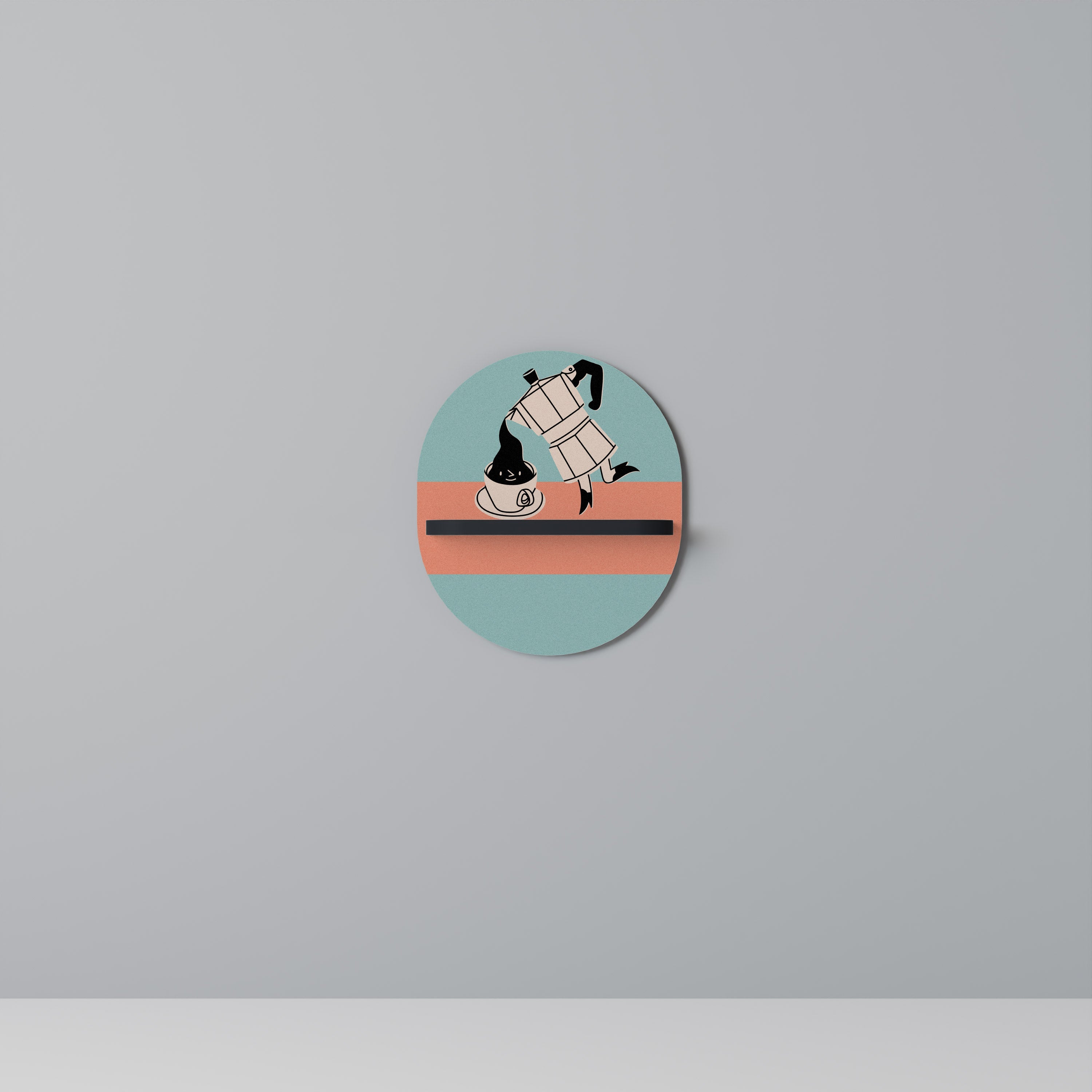 POWER ESPRESSO Ovales Kunstregal in Schwarz