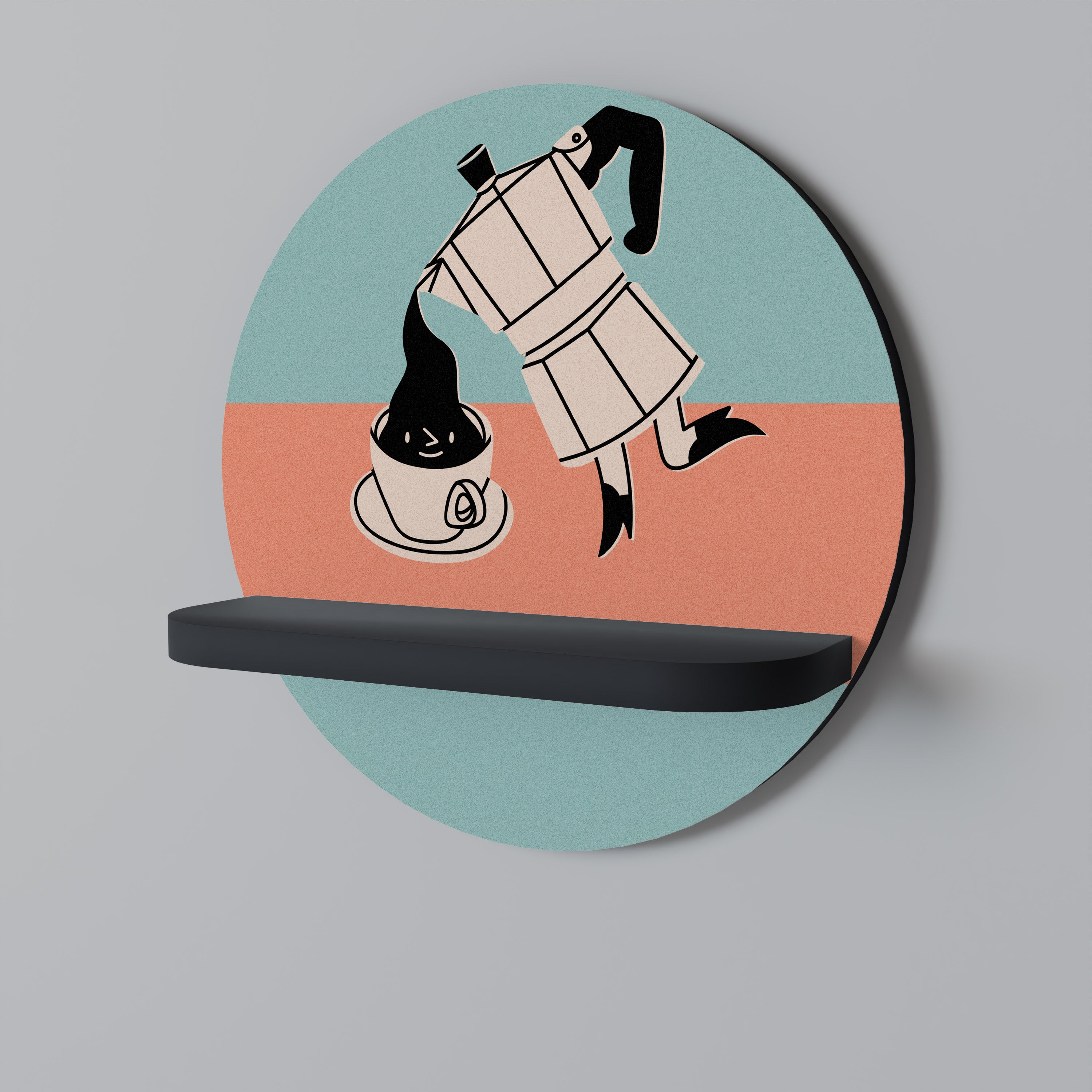 POWER ESPRESSO Rundes Kunstregal in Schwarz