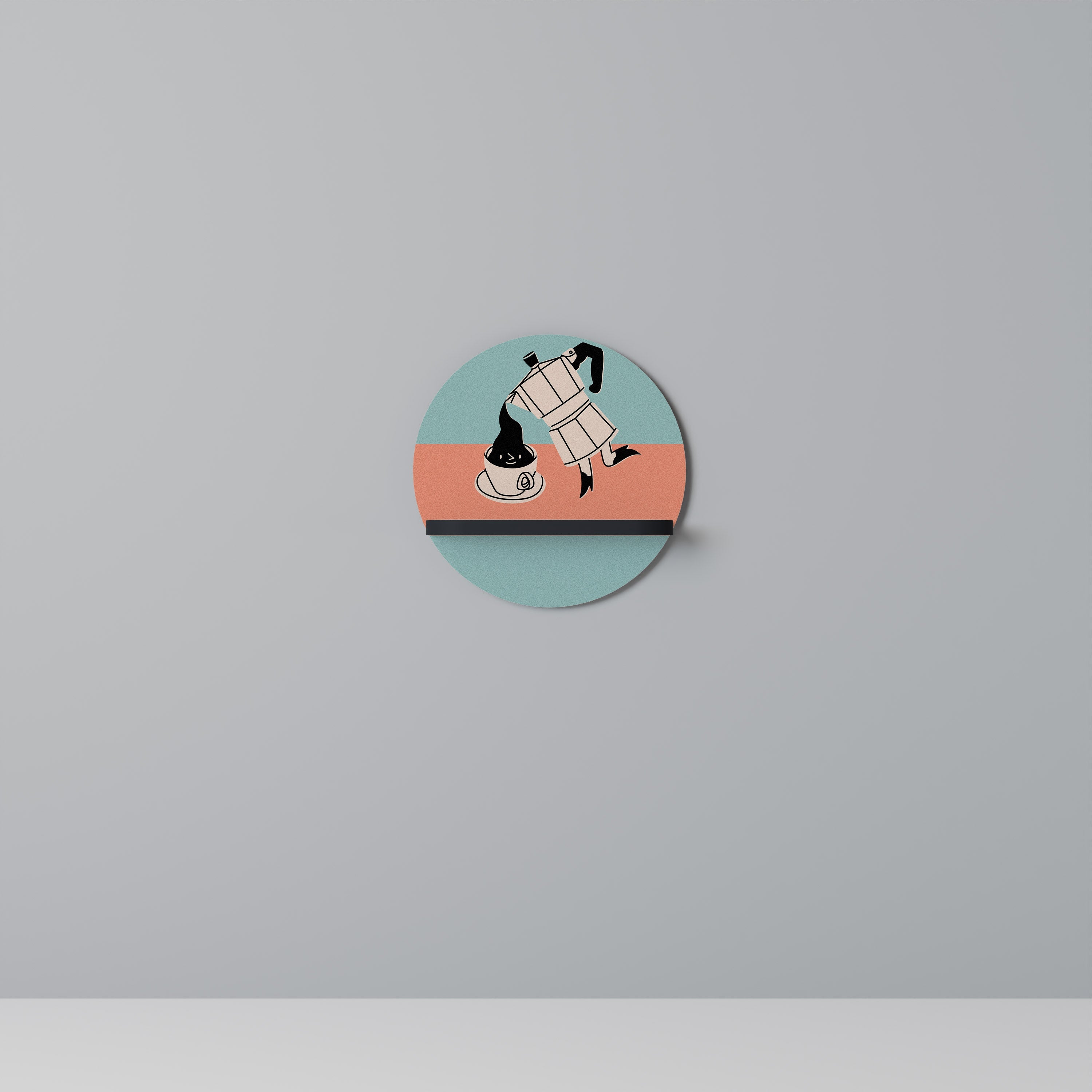 POWER ESPRESSO Rundes Kunstregal in Schwarz