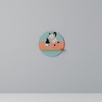 POWER ESPRESSO Round Art Shelf In Oak Effect