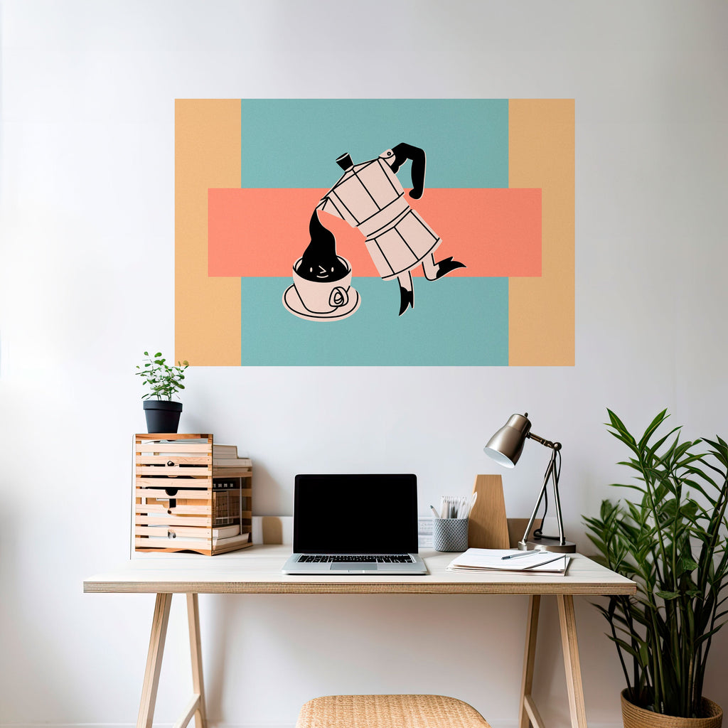 POWER ESPRESSO Selbstklebendes Horizontal-Poster