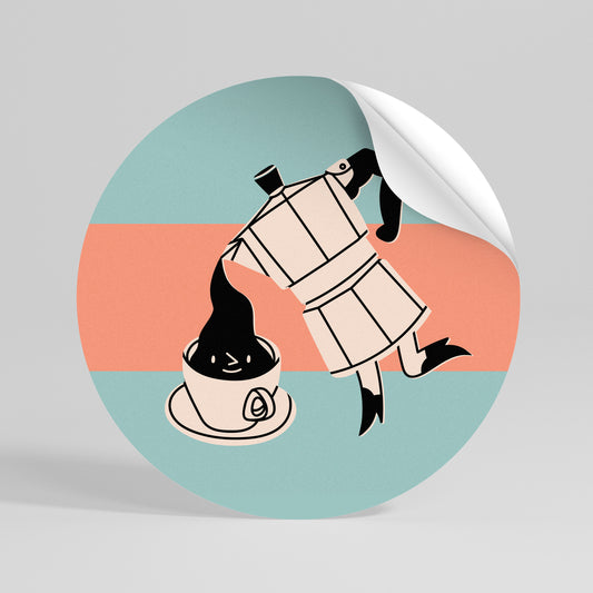 POWER ESPRESSO Runder Wandsticker zum Abziehen und Aufkleben