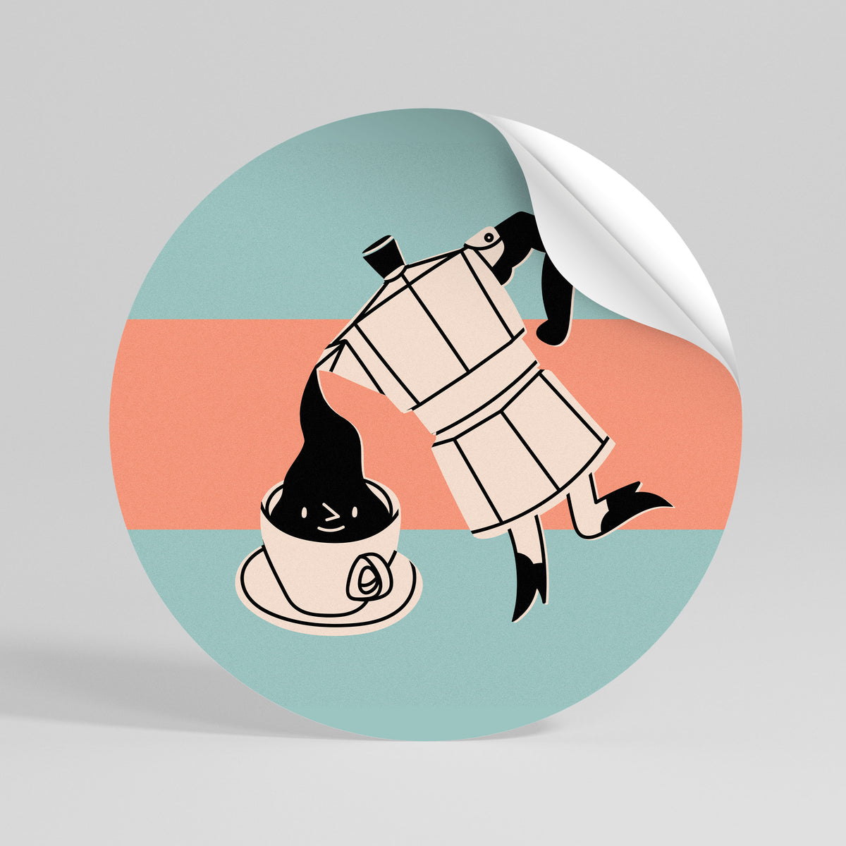 POWER ESPRESSO Runder Wandsticker zum Abziehen und Aufkleben