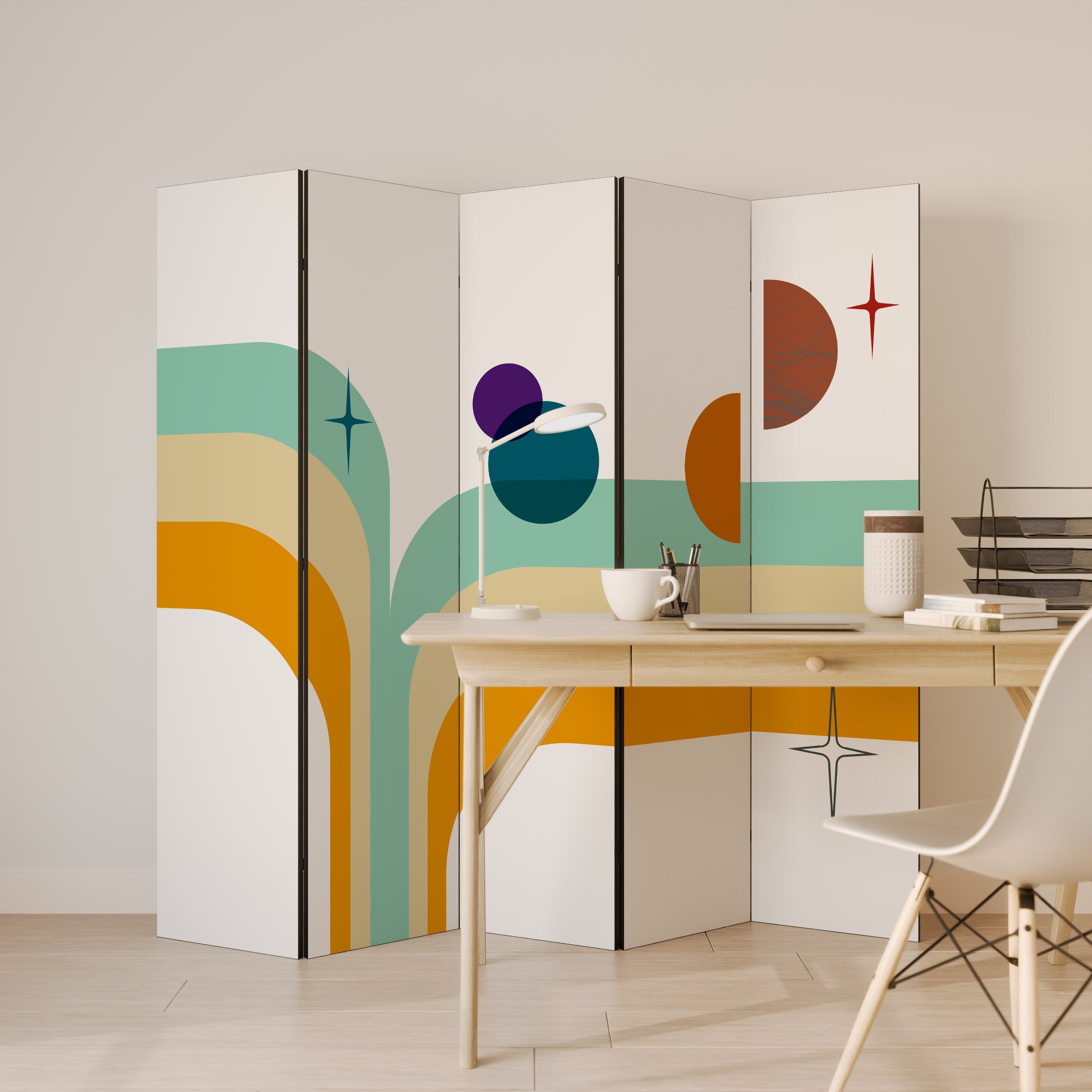 COLOR SOLSTICE Dekorativer 5-teiliger Raumteiler