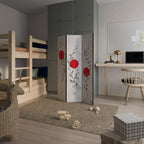 RED WHISPERS IN FOLIAGE 3-teiliger Paravent