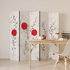 RED WHISPERS IN FOLIAGE 5-Panel Room Divider