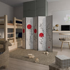 RED WHISPERS IN FOLIAGE 5-Panel Room Divider