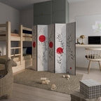 RED WHISPERS IN FOLIAGE Dekorativer Paravent - 5-teilig