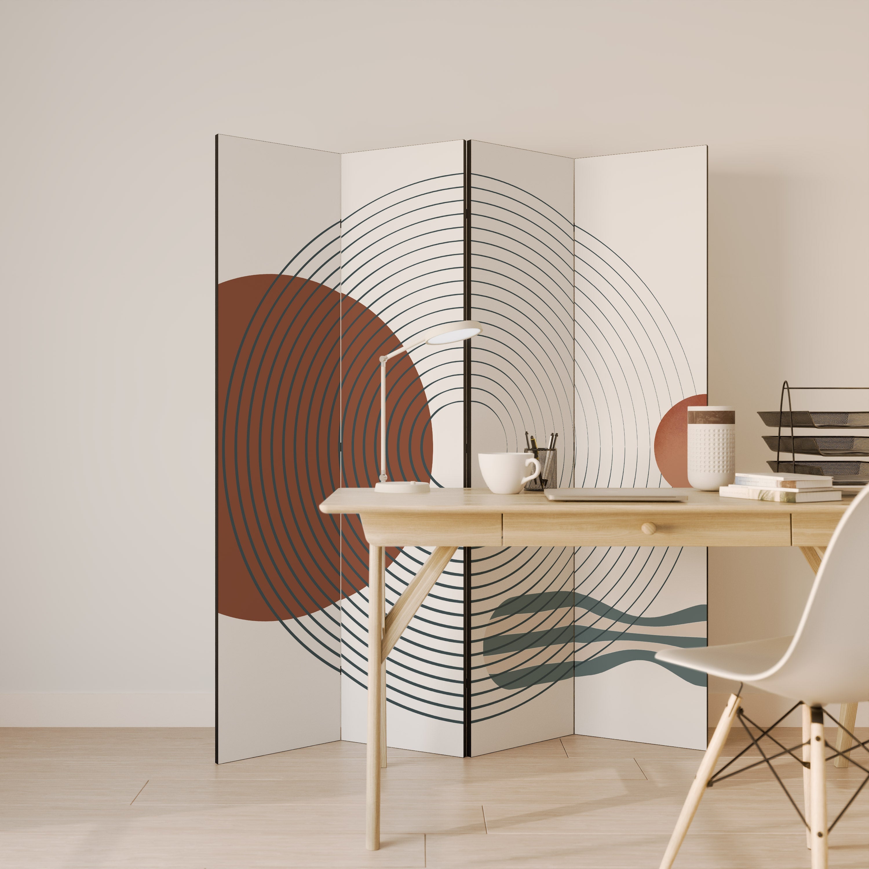 QUIET SNAPSHOT Decorative 4-Panel Room Divider