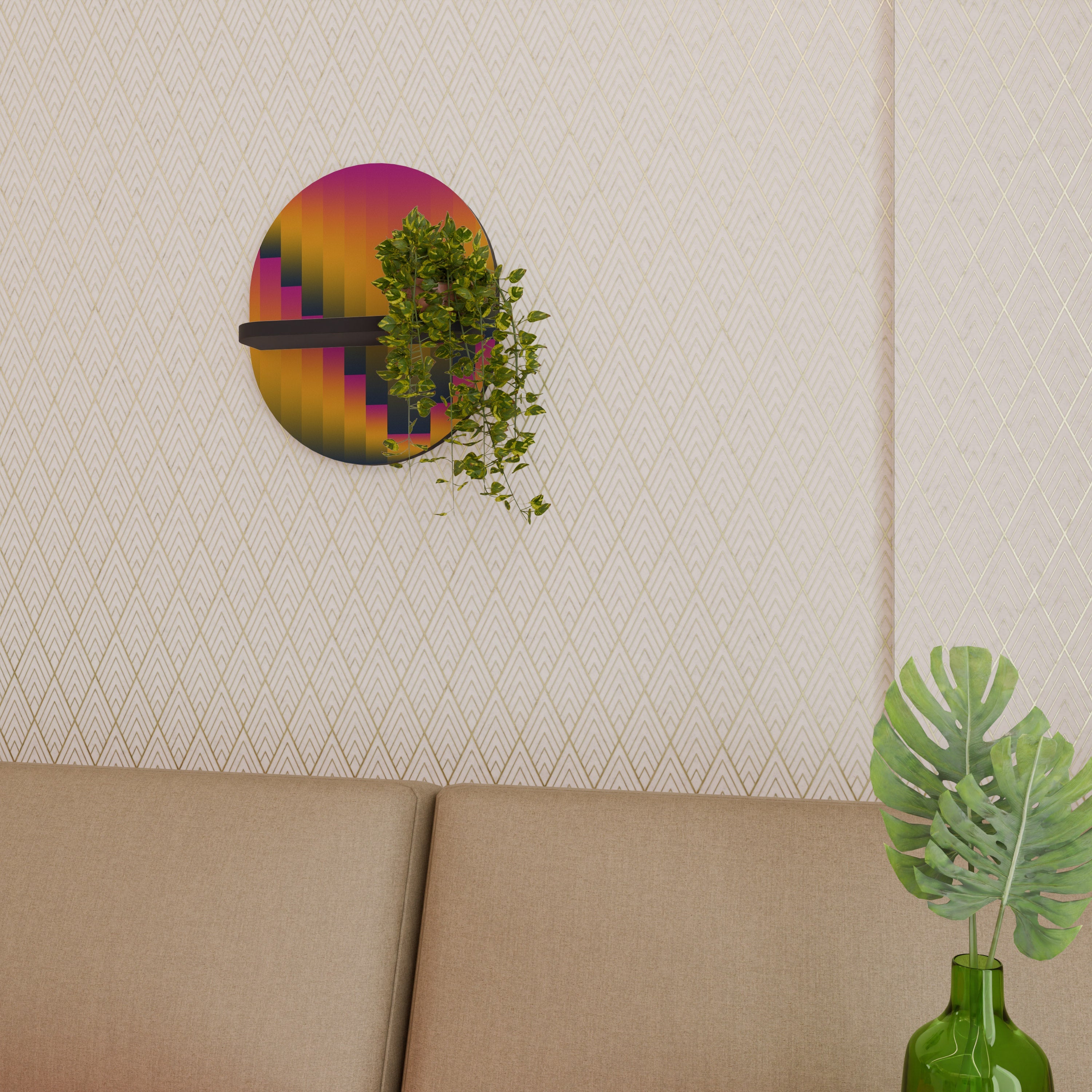 GOLDEN FADE Ovales Kunstregal in Schwarz