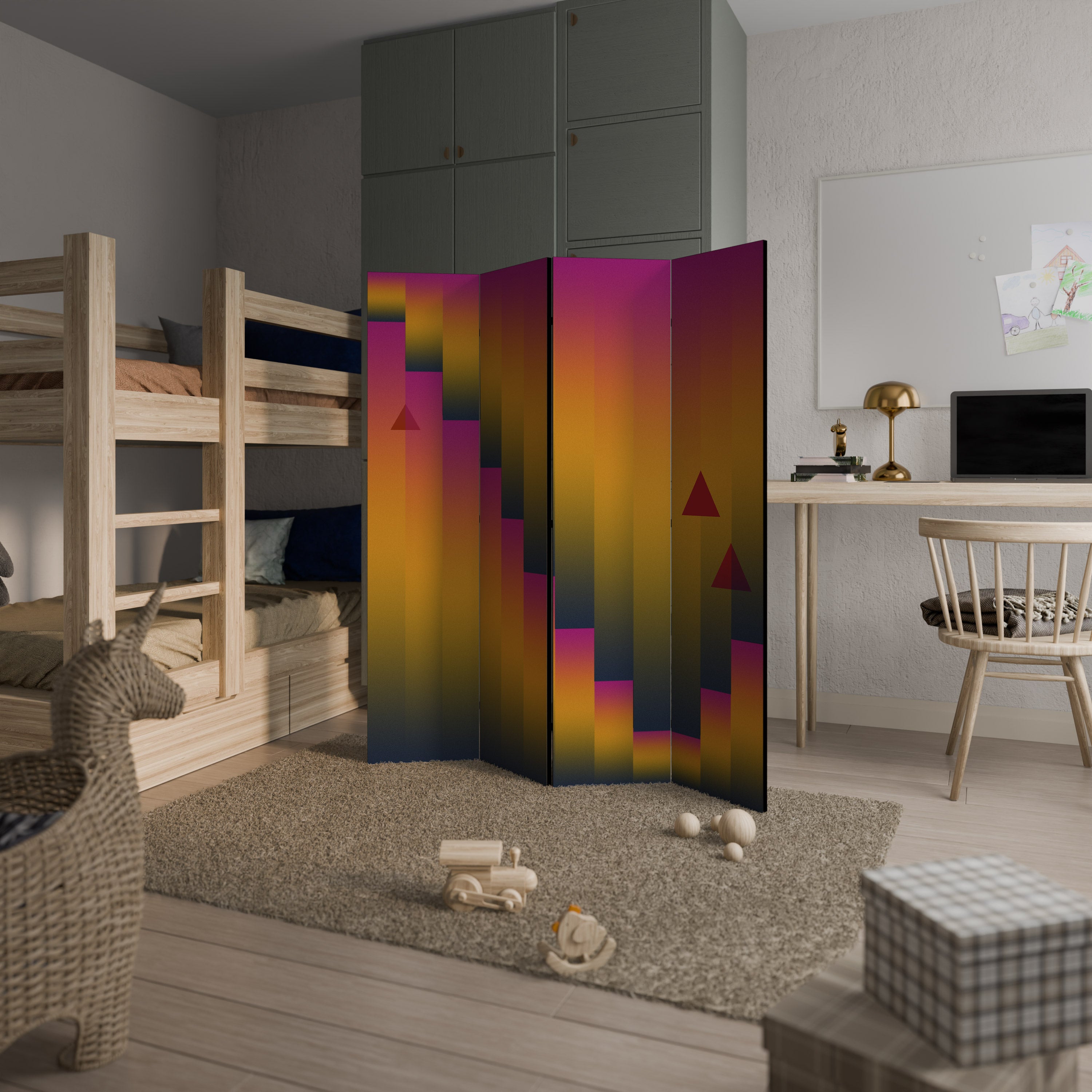 GOLDEN FADE Decorative 4-Panel Room Divider