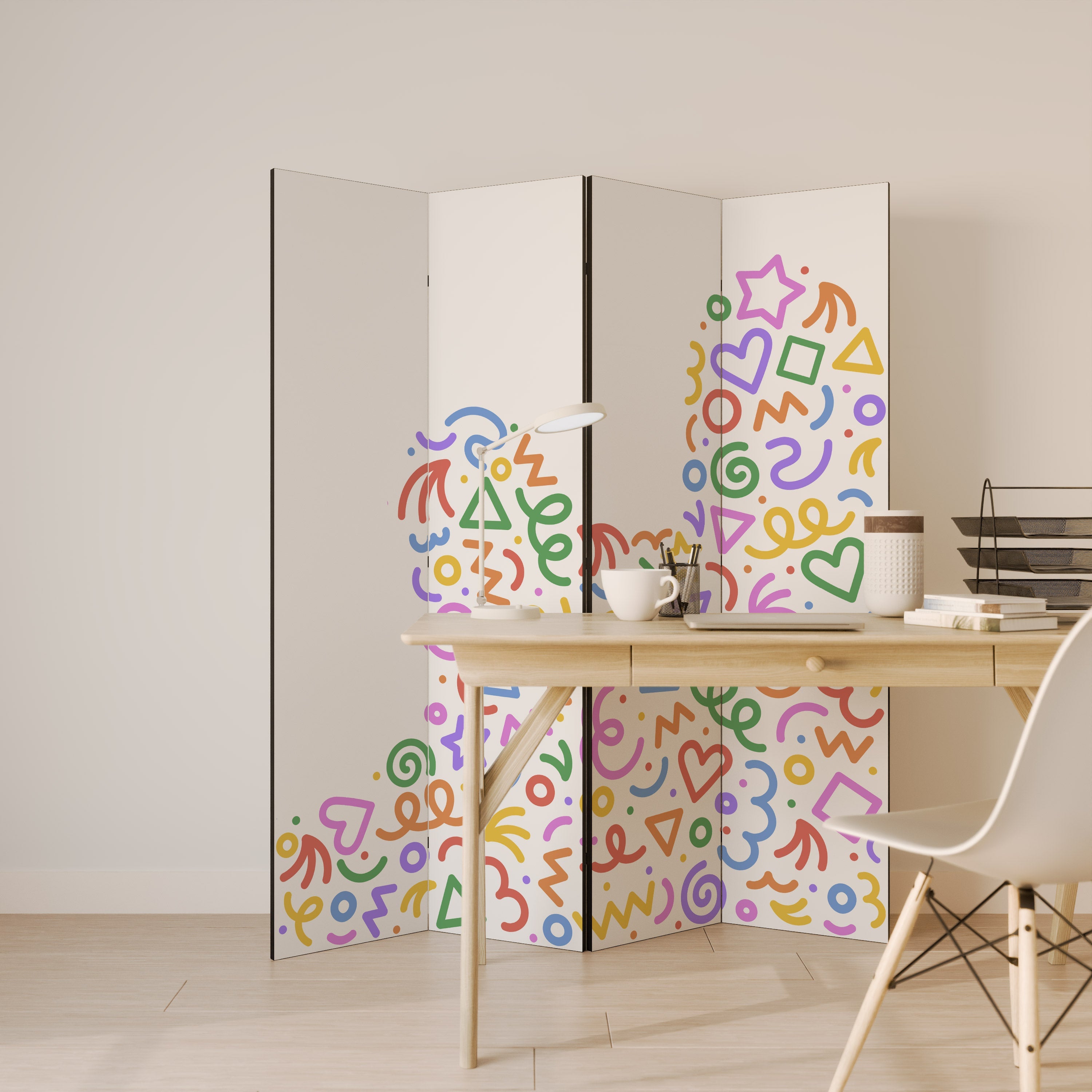 SHAPE EXCITEMENT Decorative 4-Panel Room Divider