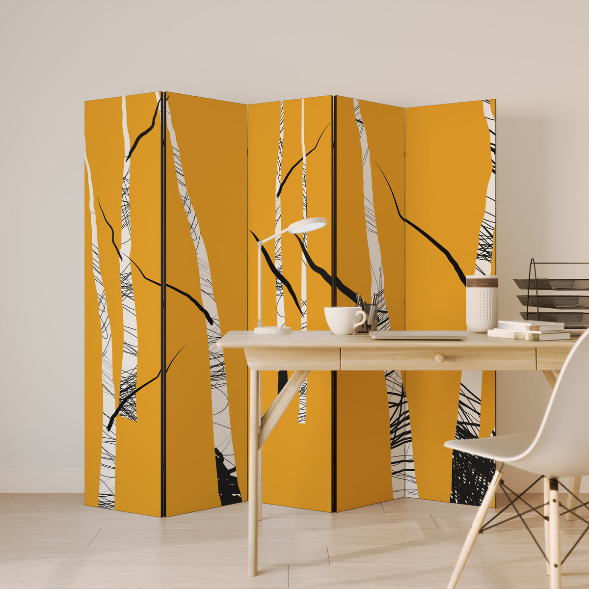 BIRCH ABSTRACT 5-teiliger Paravent