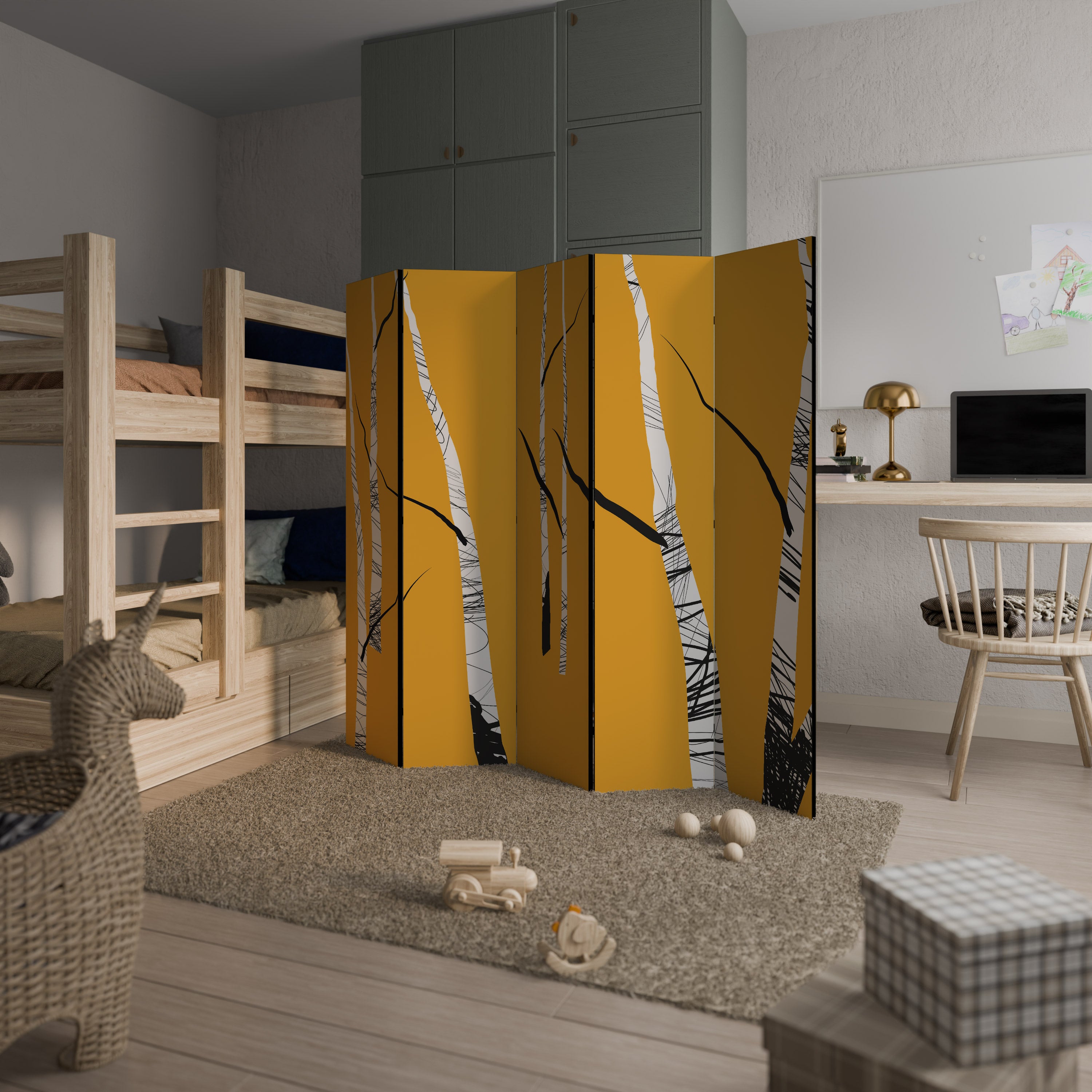 BIRCH ABSTRACT 5-teiliger Paravent