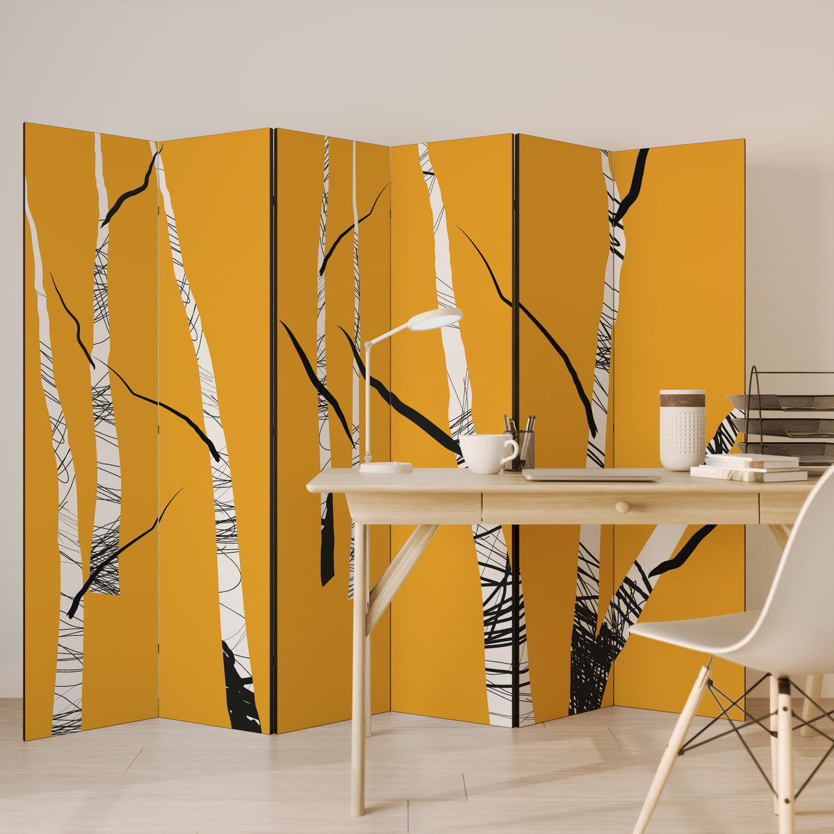 BIRCH ABSTRACT 6-teiliger Paravent