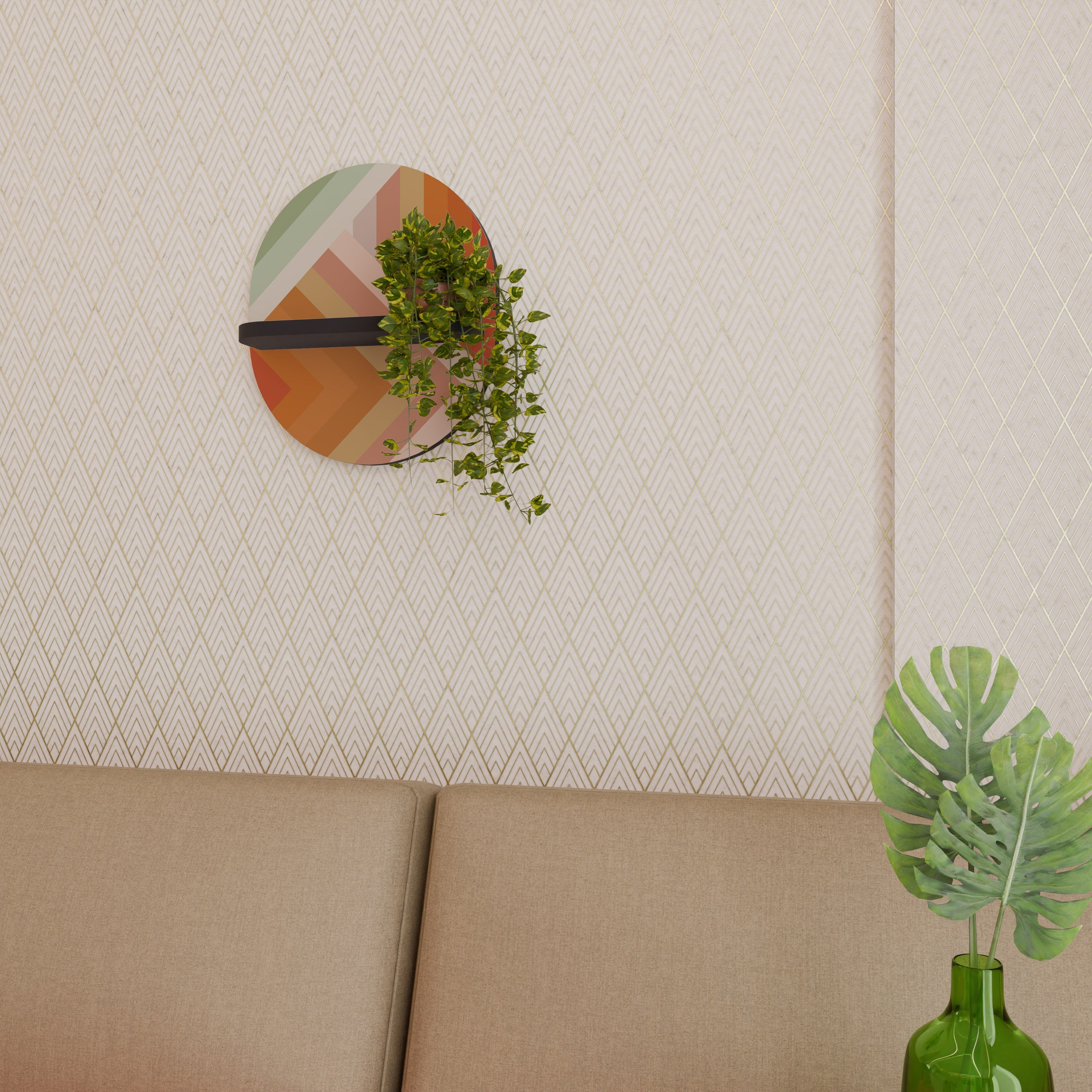 GRADIENT PICKS Ovales Kunstregal in Schwarz