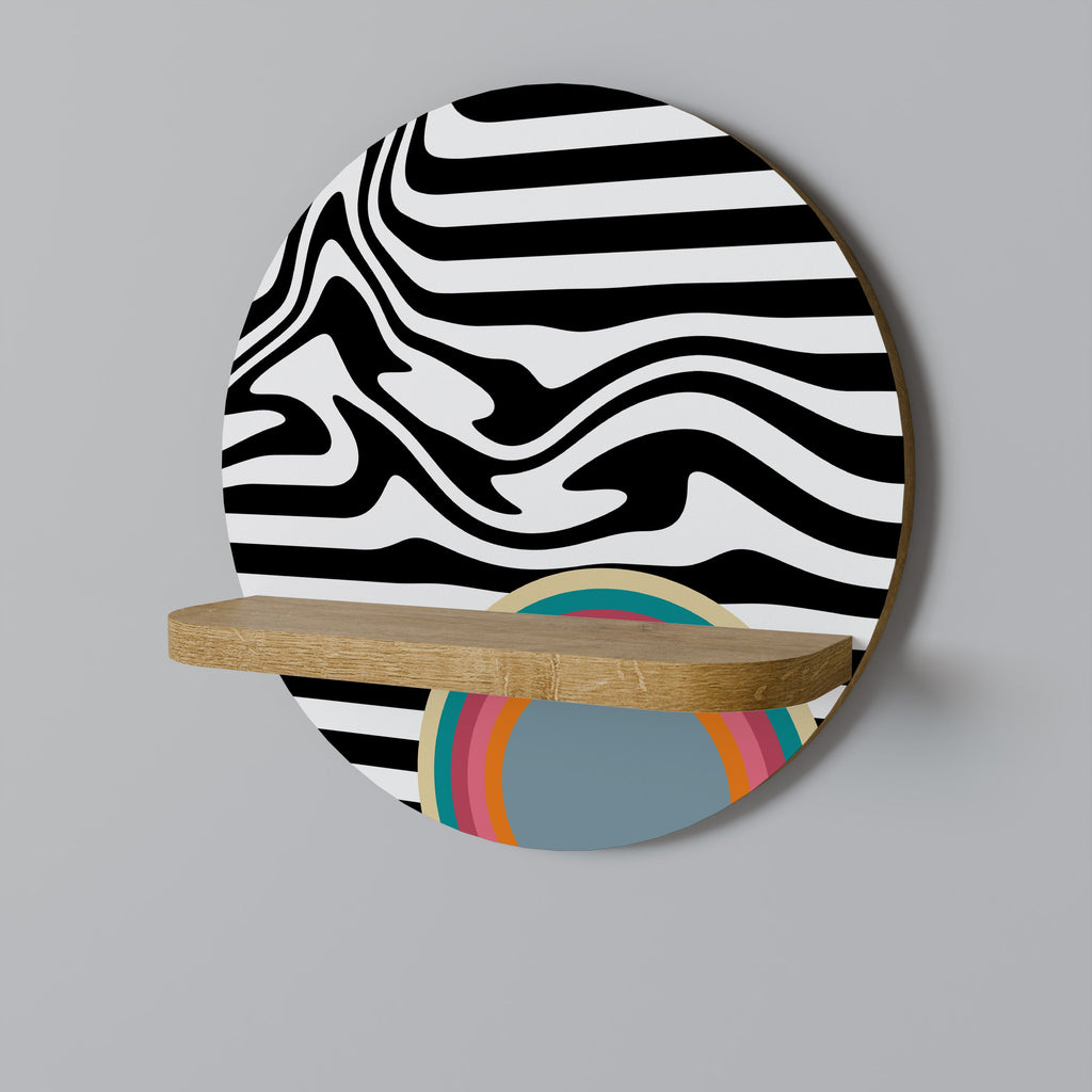 SPECTRA SHOWCASE Round Art Shelf In Oak Effect