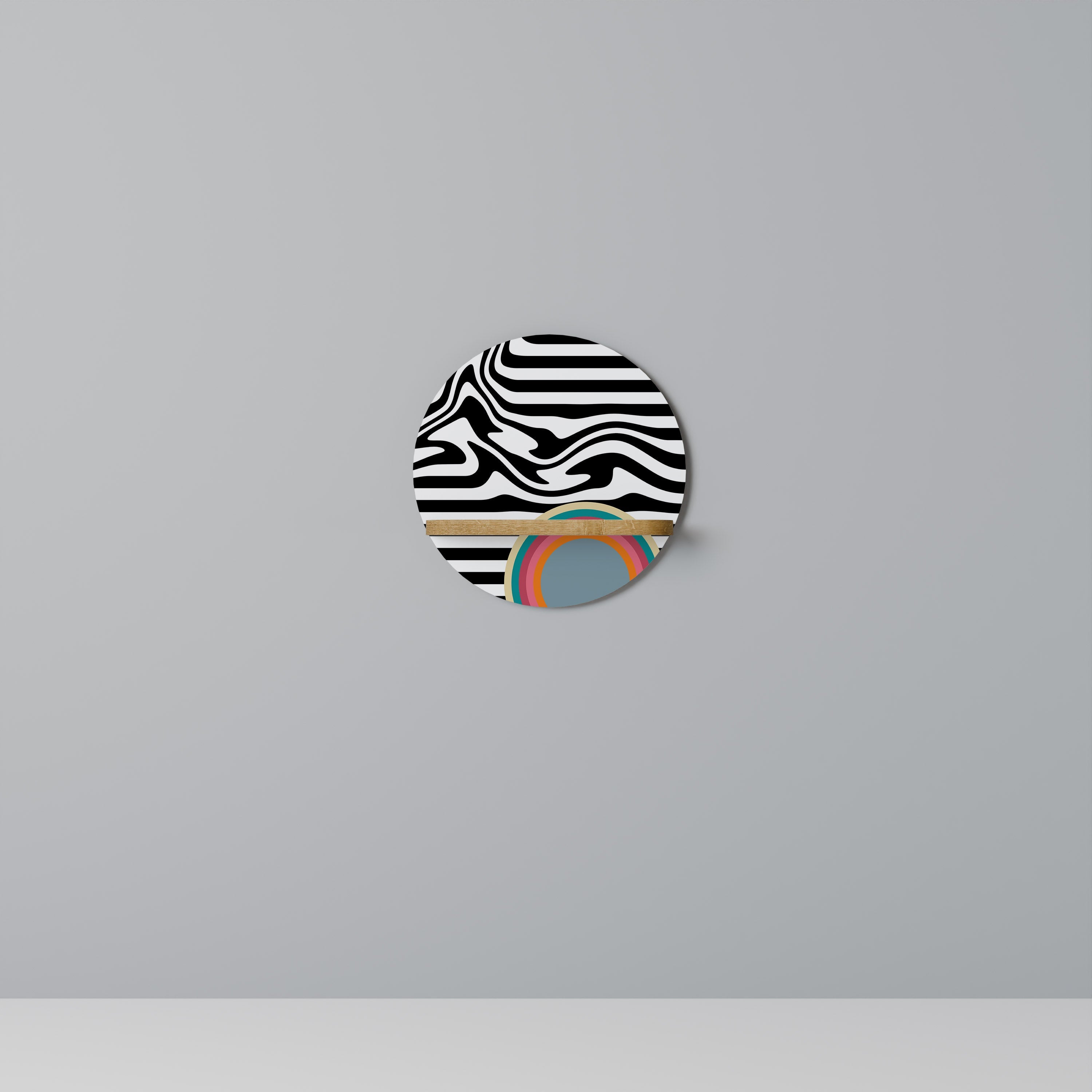 SPECTRA SHOWCASE Rundes Kunstregal in Eiche-Optik