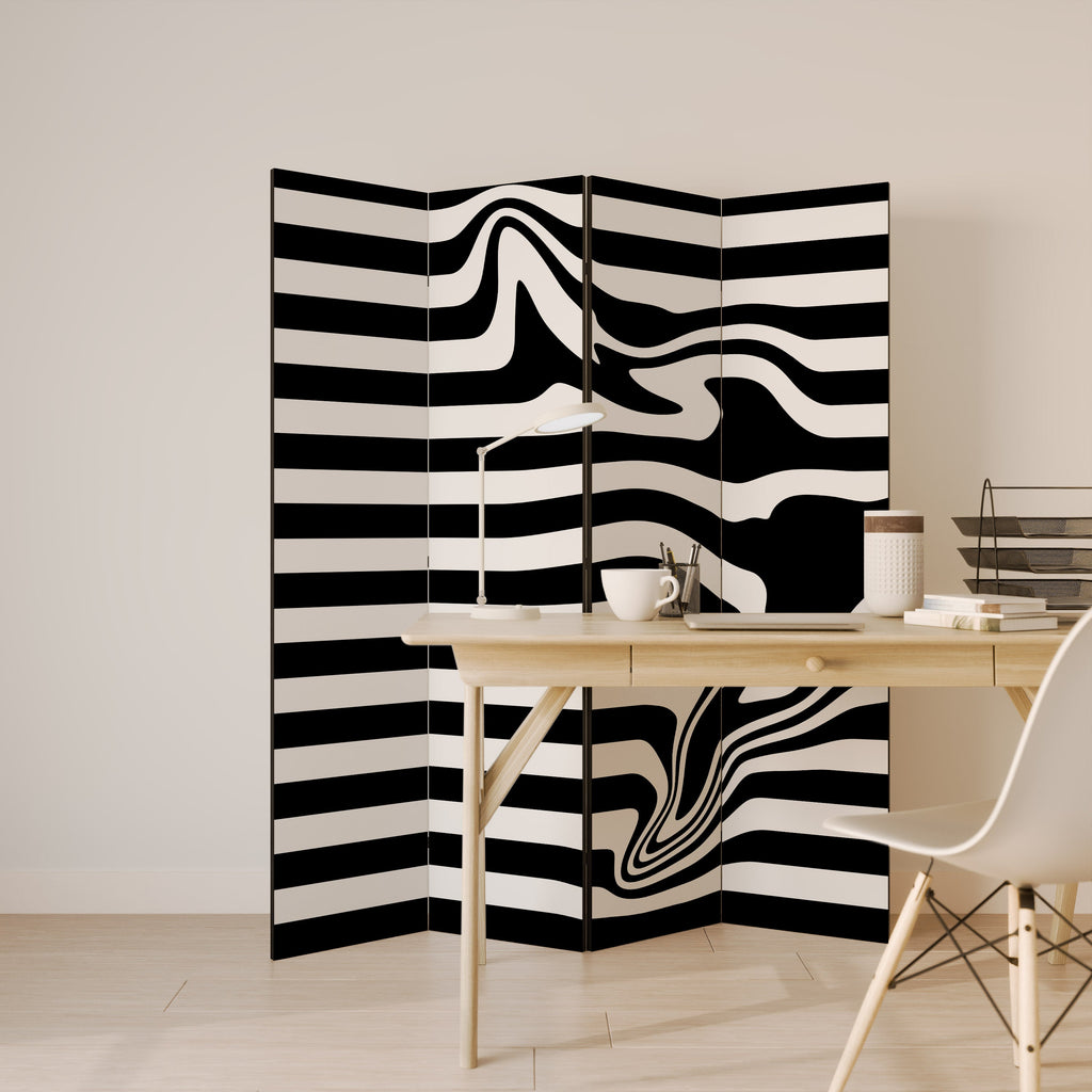 POLYLINE FUZZY Decorative 4-Panel Room Divider