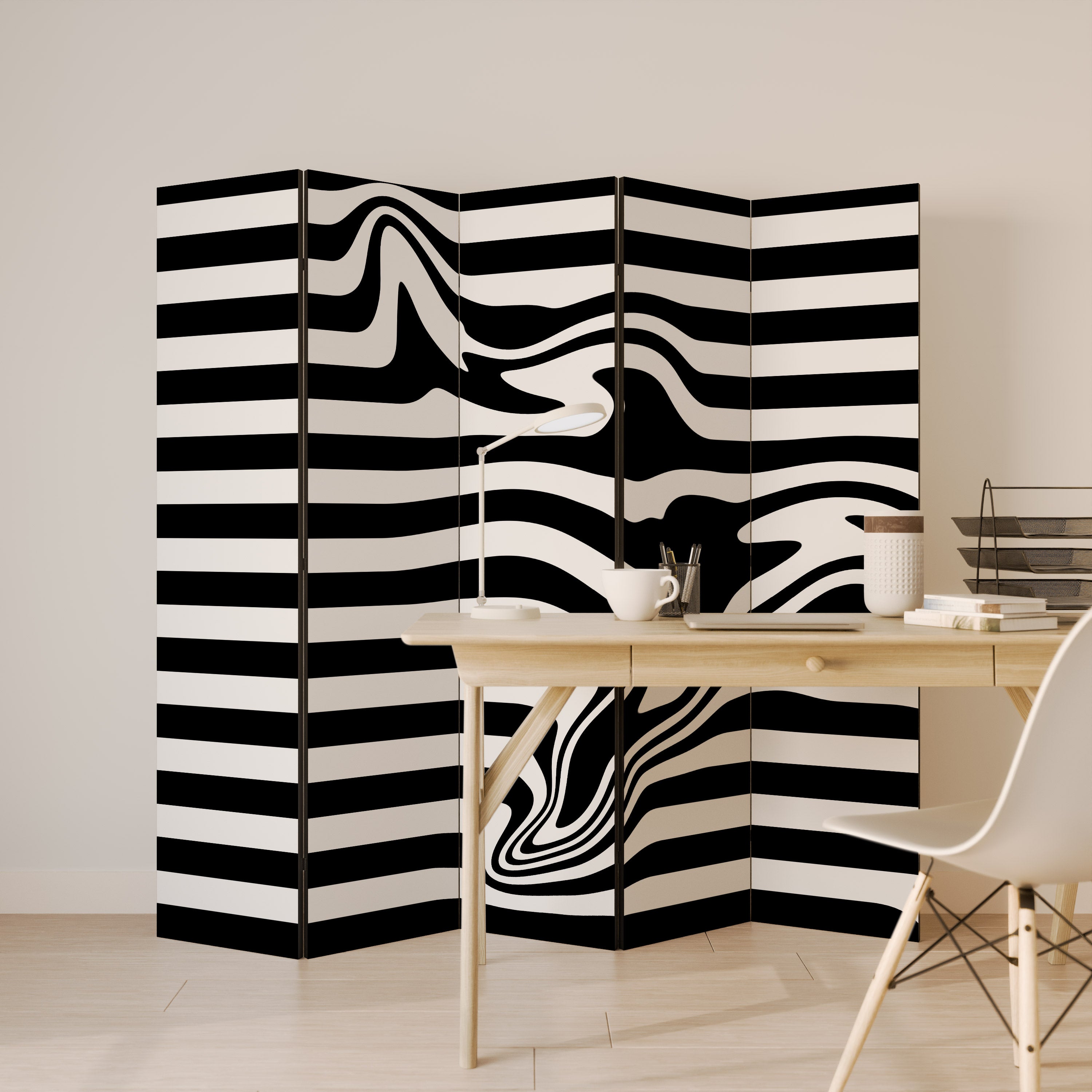 POLYLINE FUZZY Decorative 5-Panel Room Divider