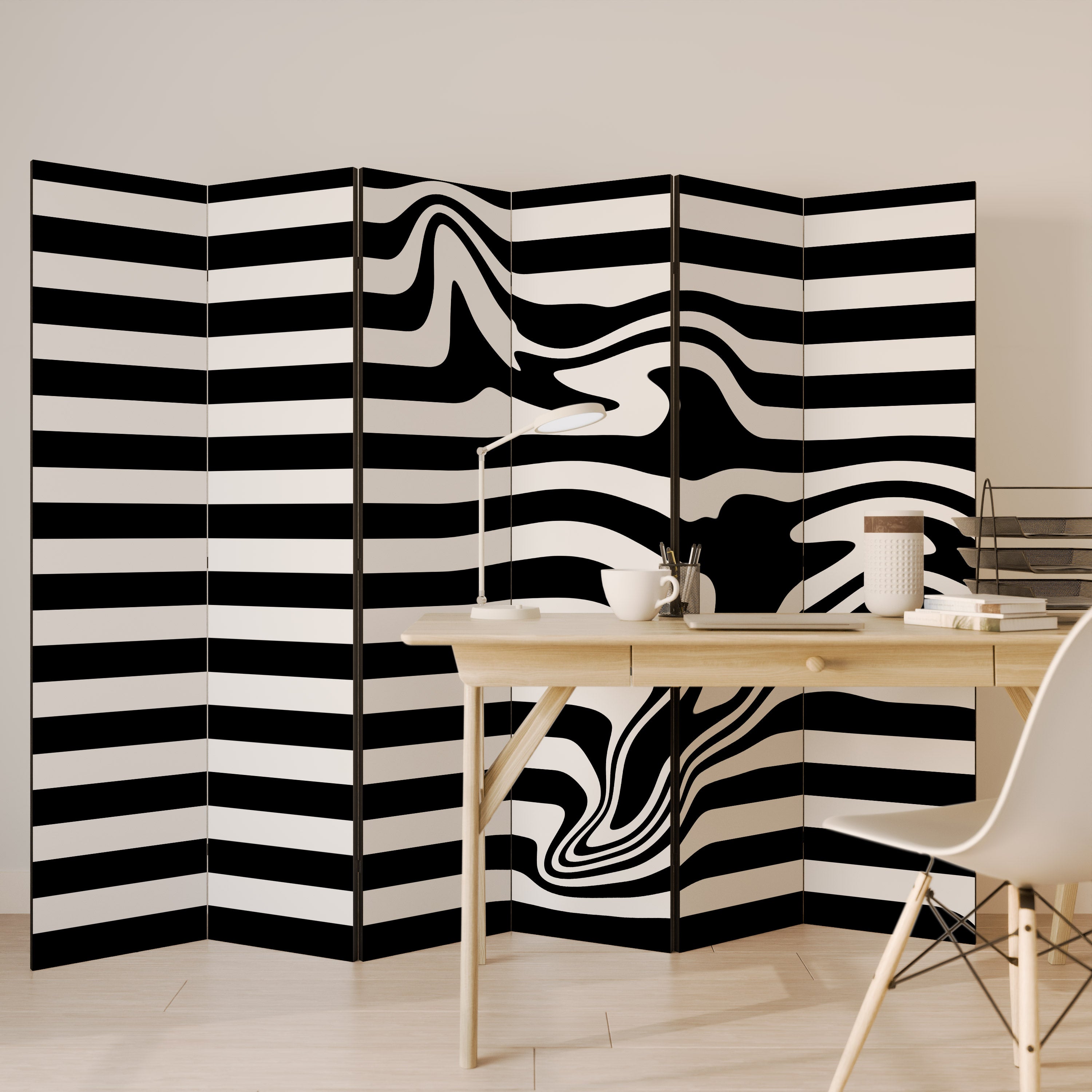 POLYLINE FUZZY Decorative 6-Panel Room Divider