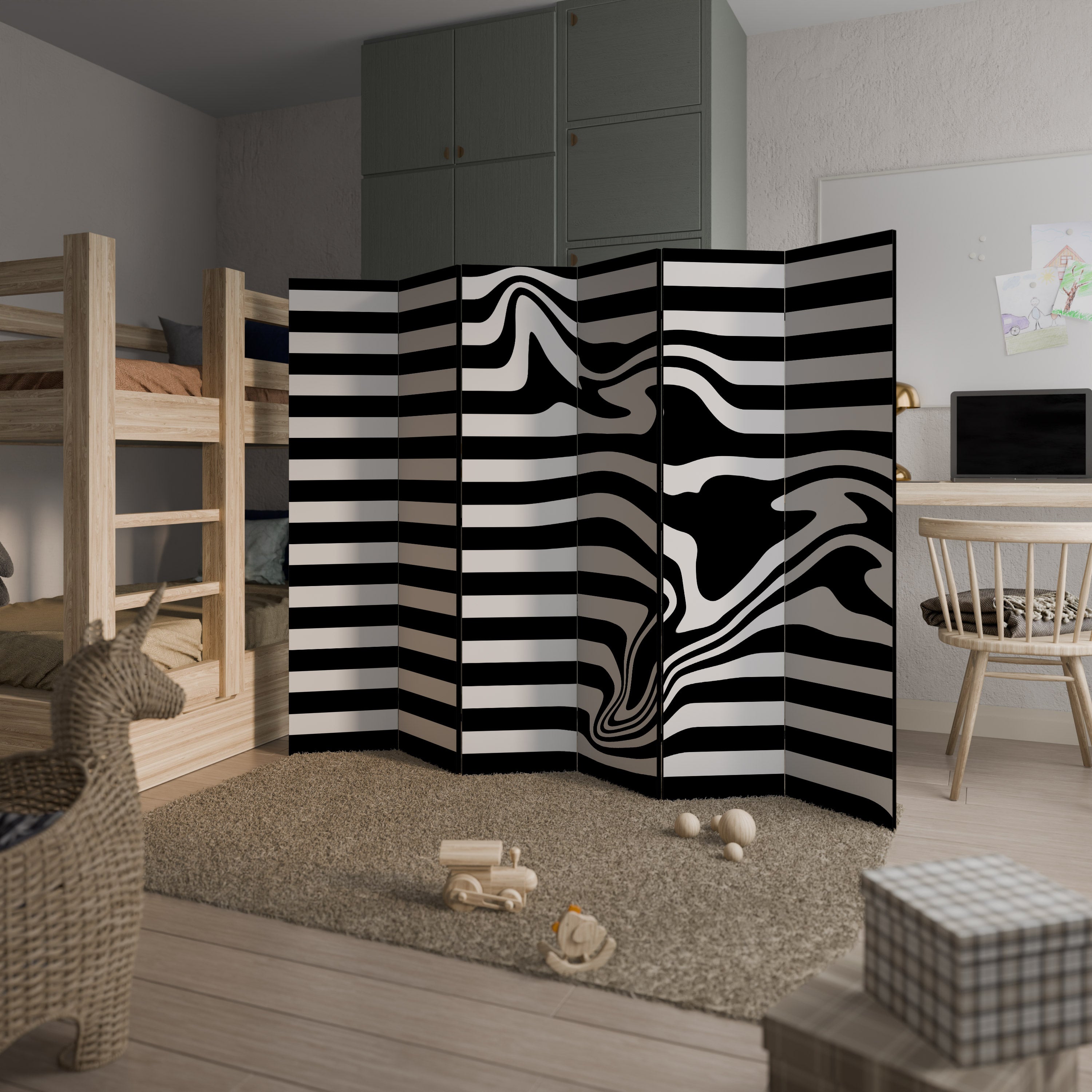 POLYLINE FUZZY Decorative 6-Panel Room Divider