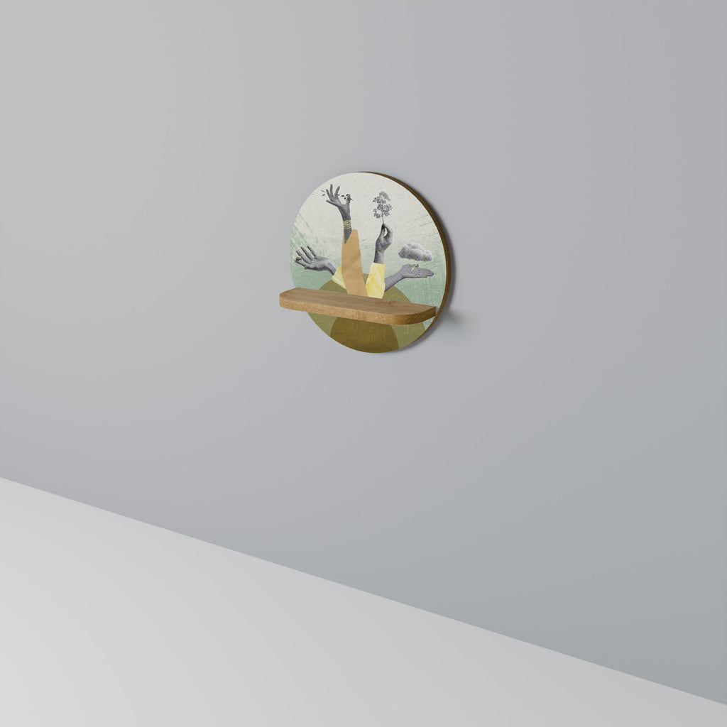 EARTH ELEMENTS Rundes Kunstregal in Eiche-Optik