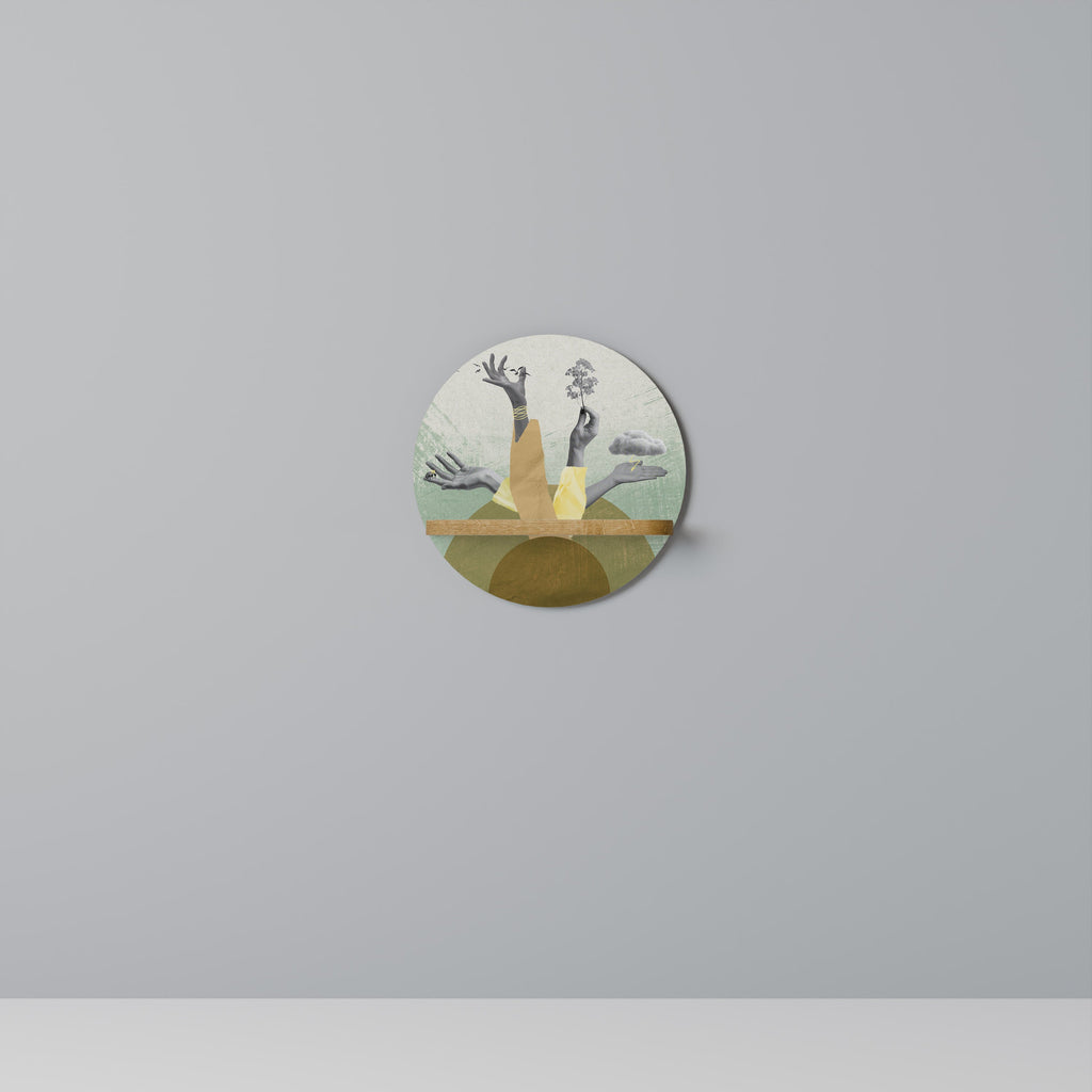 EARTH ELEMENTS Rundes Kunstregal in Eiche-Optik