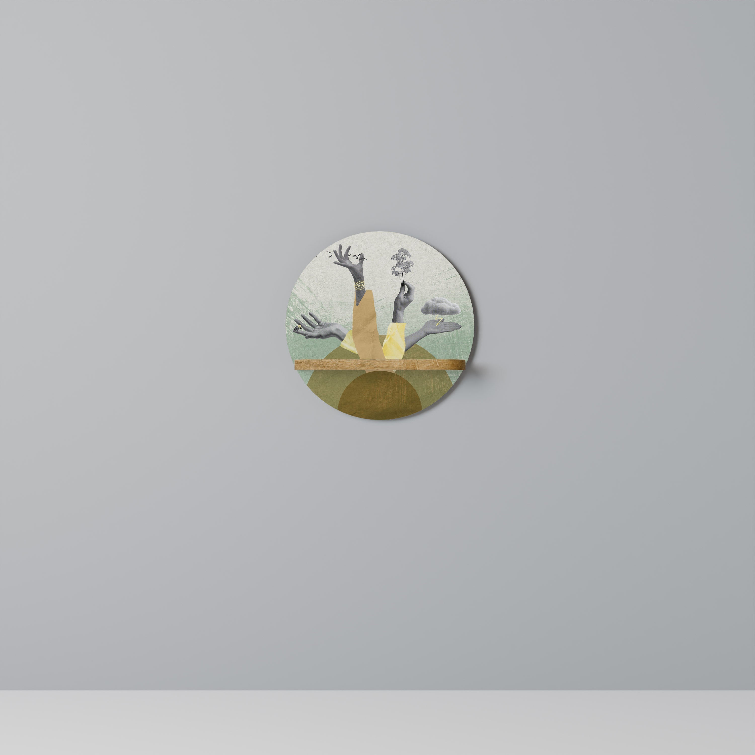 EARTH ELEMENTS Rundes Kunstregal in Eiche-Optik