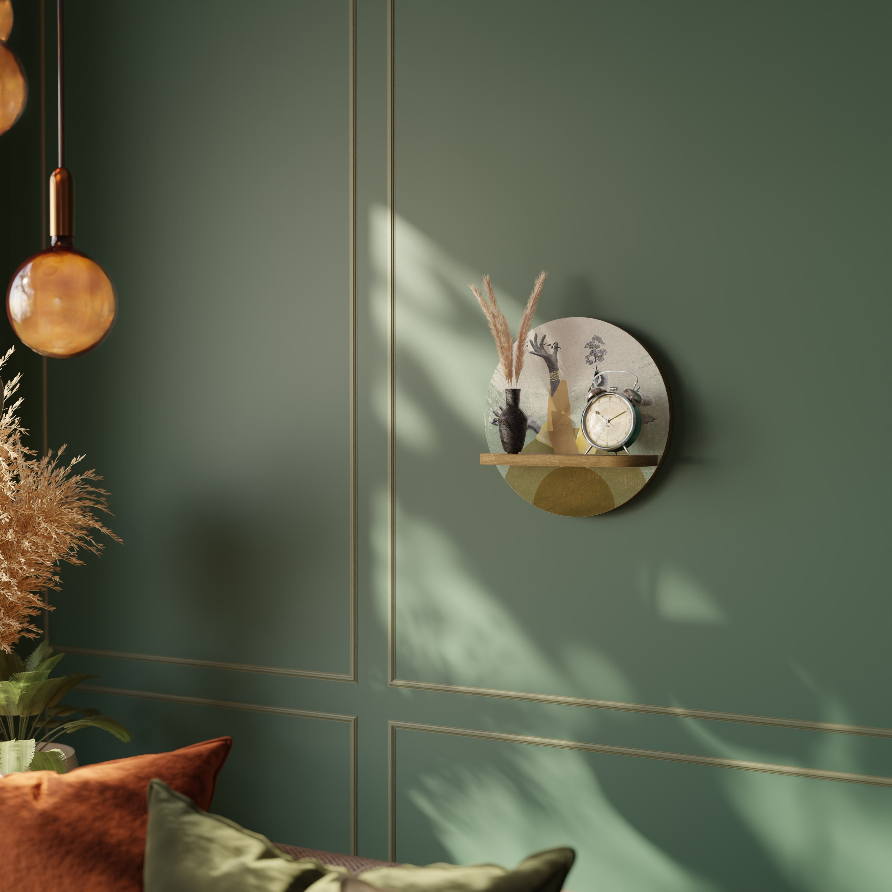 EARTH ELEMENTS Rundes Kunstregal in Eiche-Optik