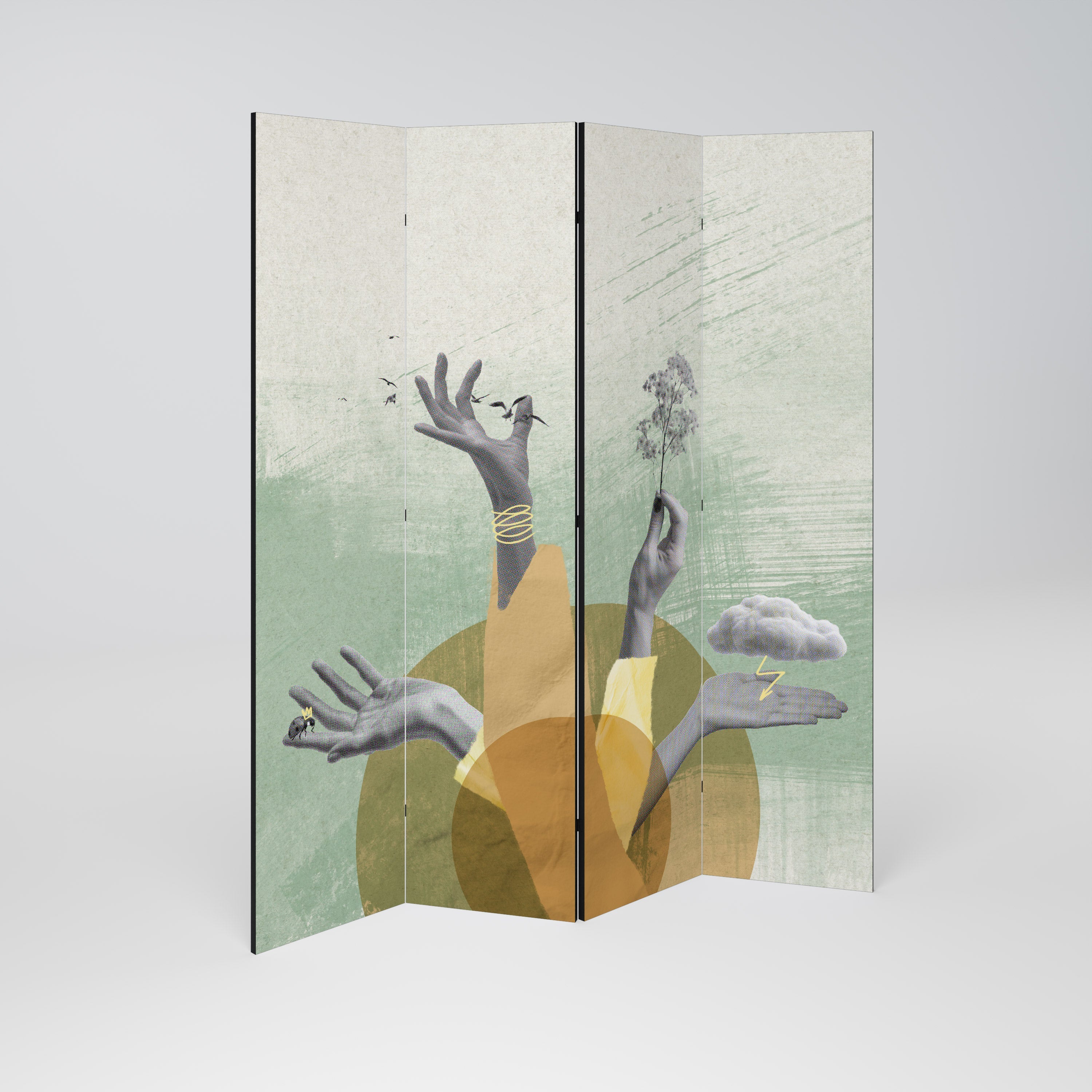 EARTH ELEMENTS Decorative 4-Panel Room Divider