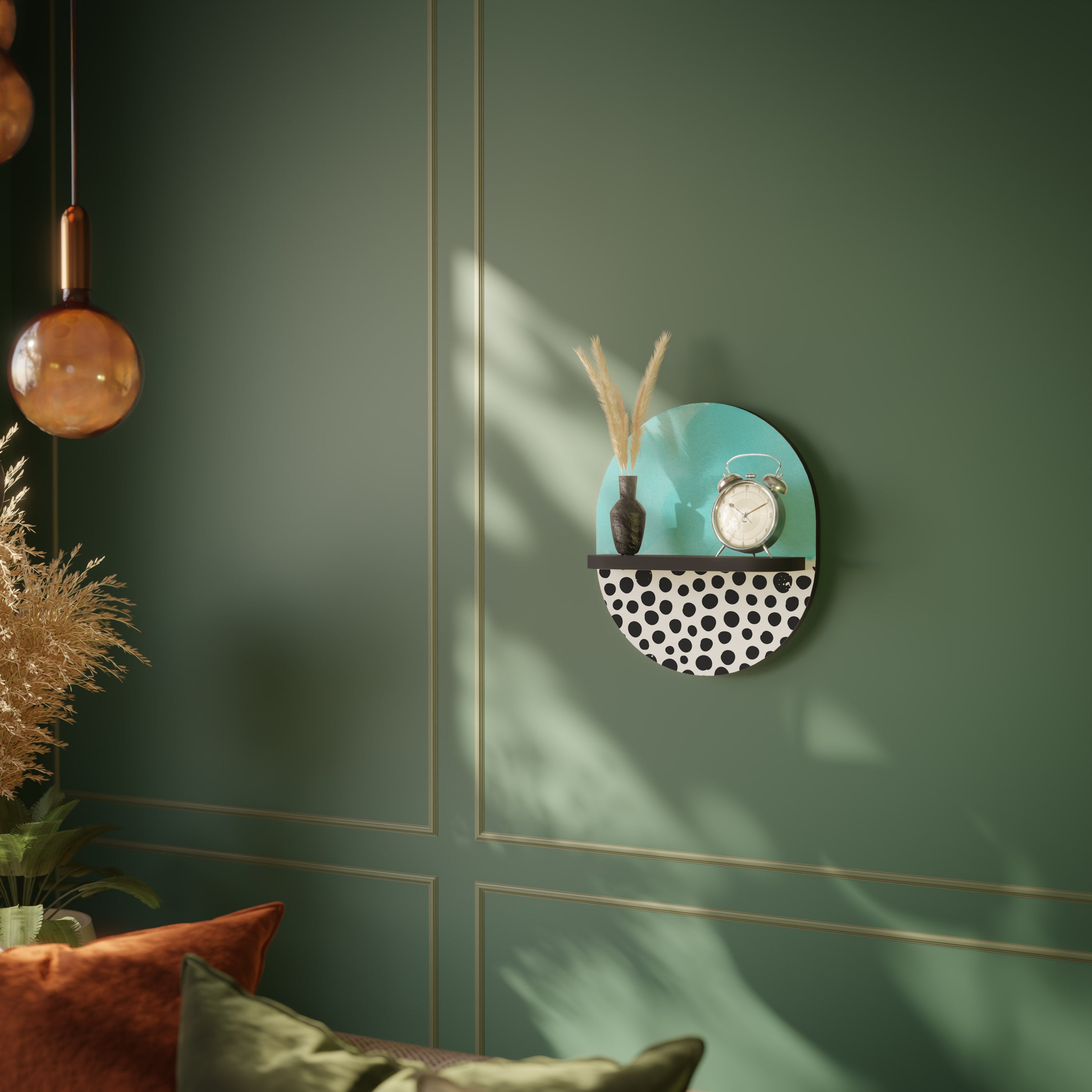 AZURE TREASURE Ovales Kunstregal in Schwarz