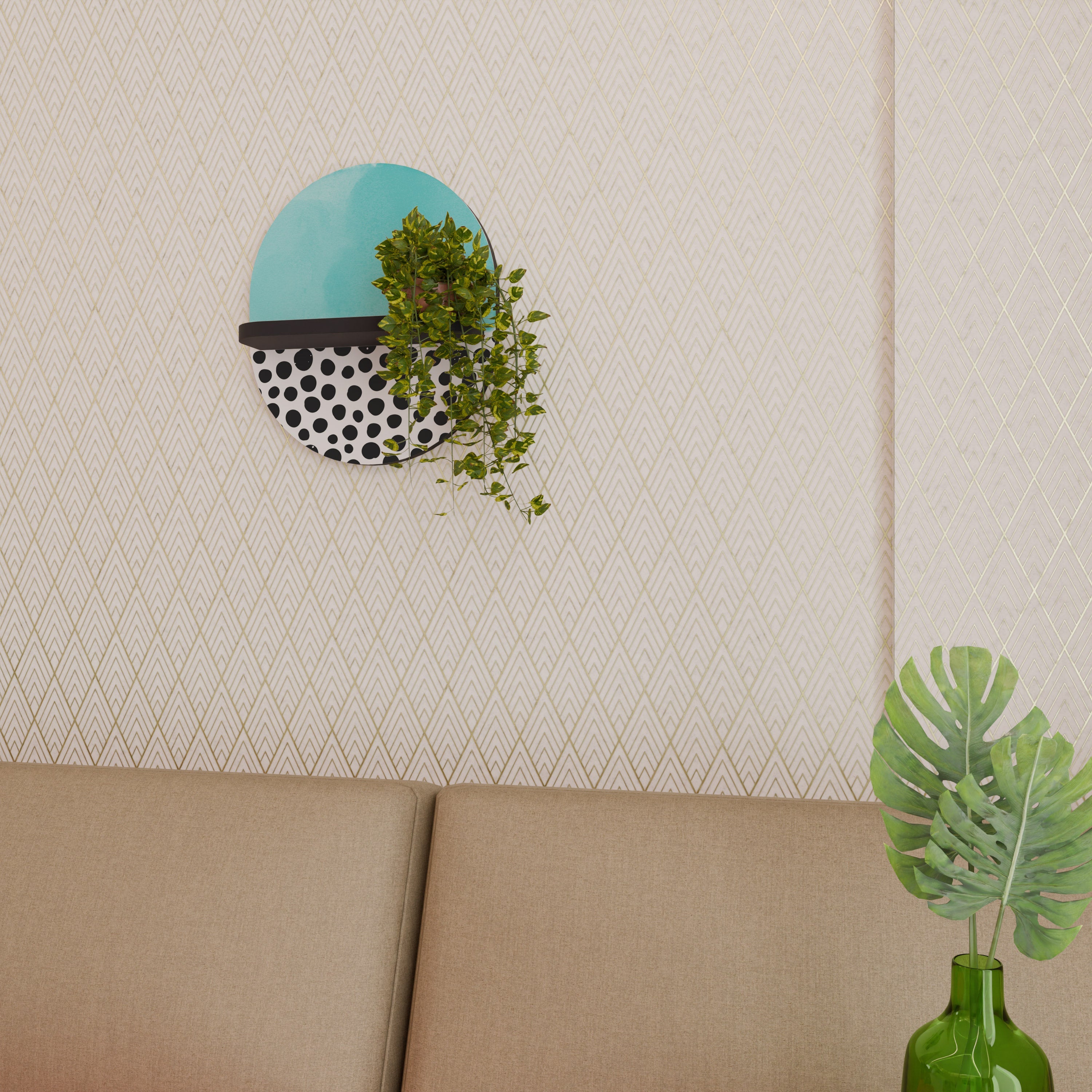 AZURE TREASURE Ovales Kunstregal in Schwarz