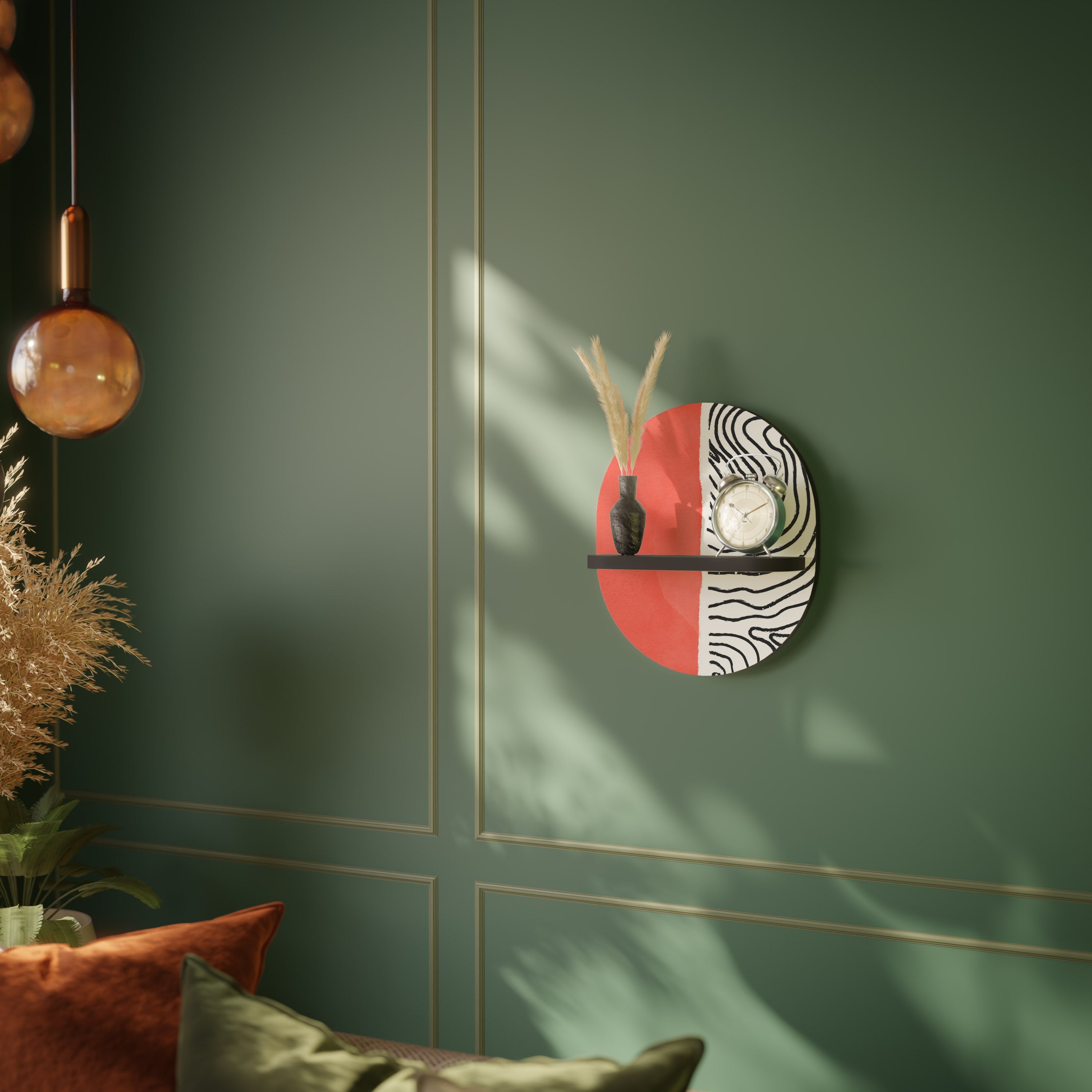 ORANGEY TREASURE Ovales Kunstregal in Schwarz