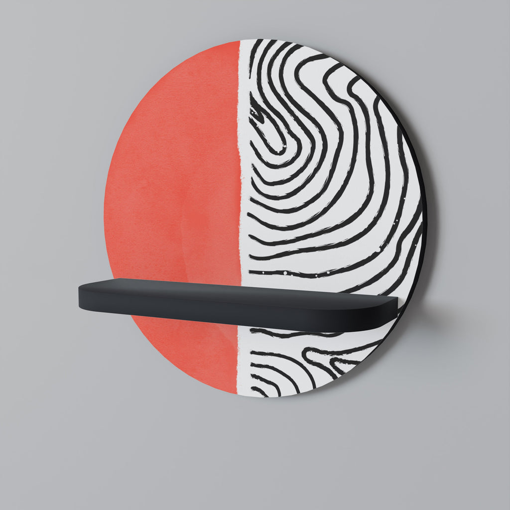 ORANGEY TREASURE Rundes Kunstregal in Schwarz