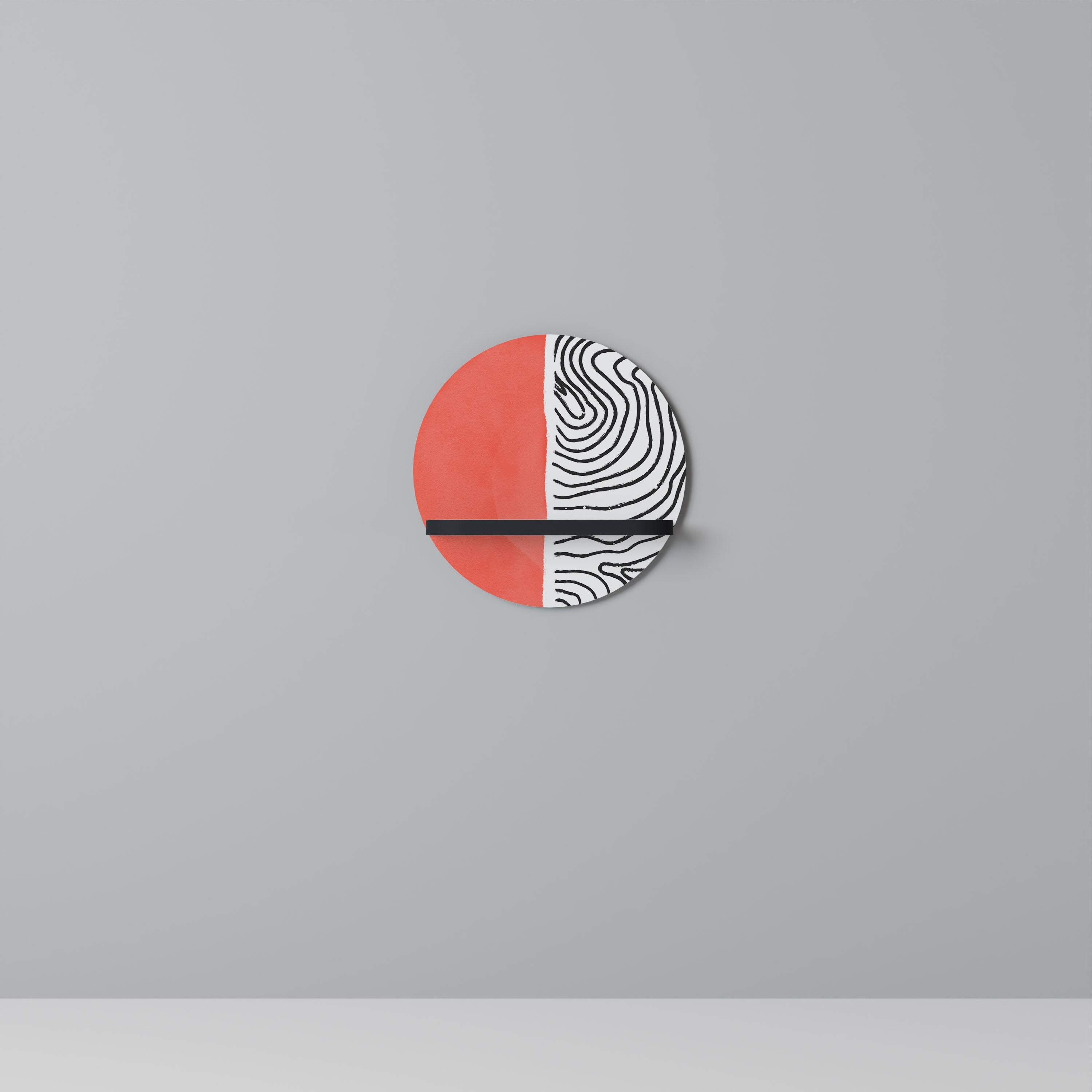 ORANGEY TREASURE Rundes Kunstregal in Schwarz