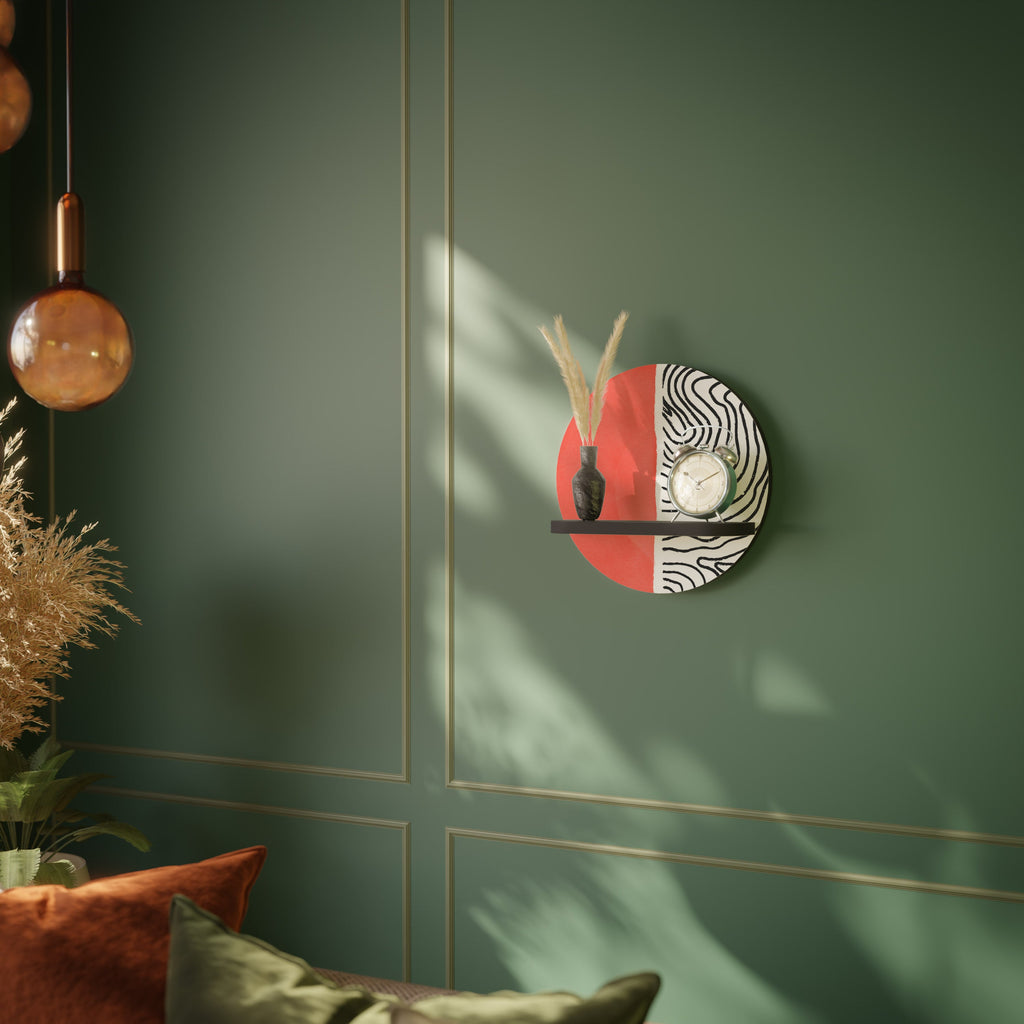 ORANGEY TREASURE Rundes Kunstregal in Schwarz